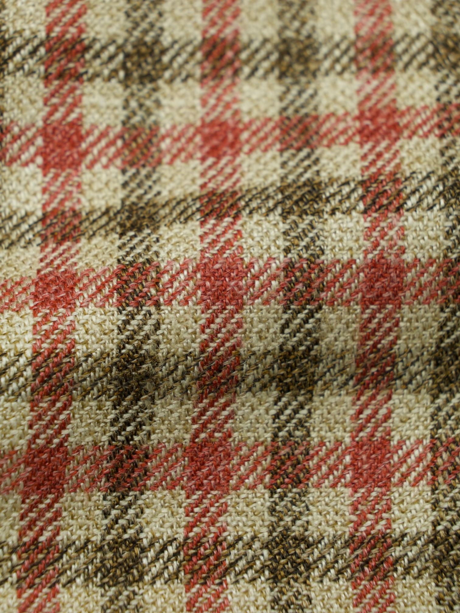 Caruso Coral Red Wool, Silk & Linen Gingham Check Jacket