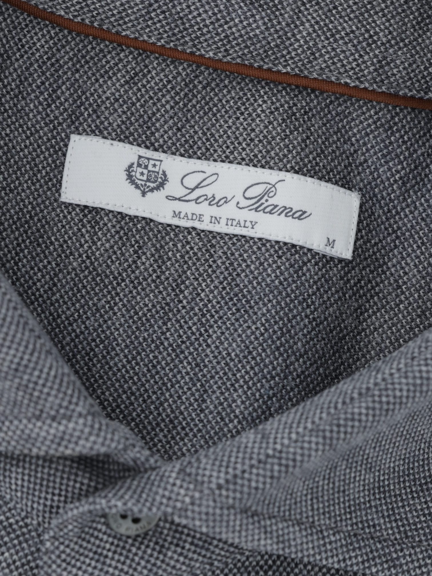 Loro Piana Grey Cotton Piqué Knitted Popover Shirt