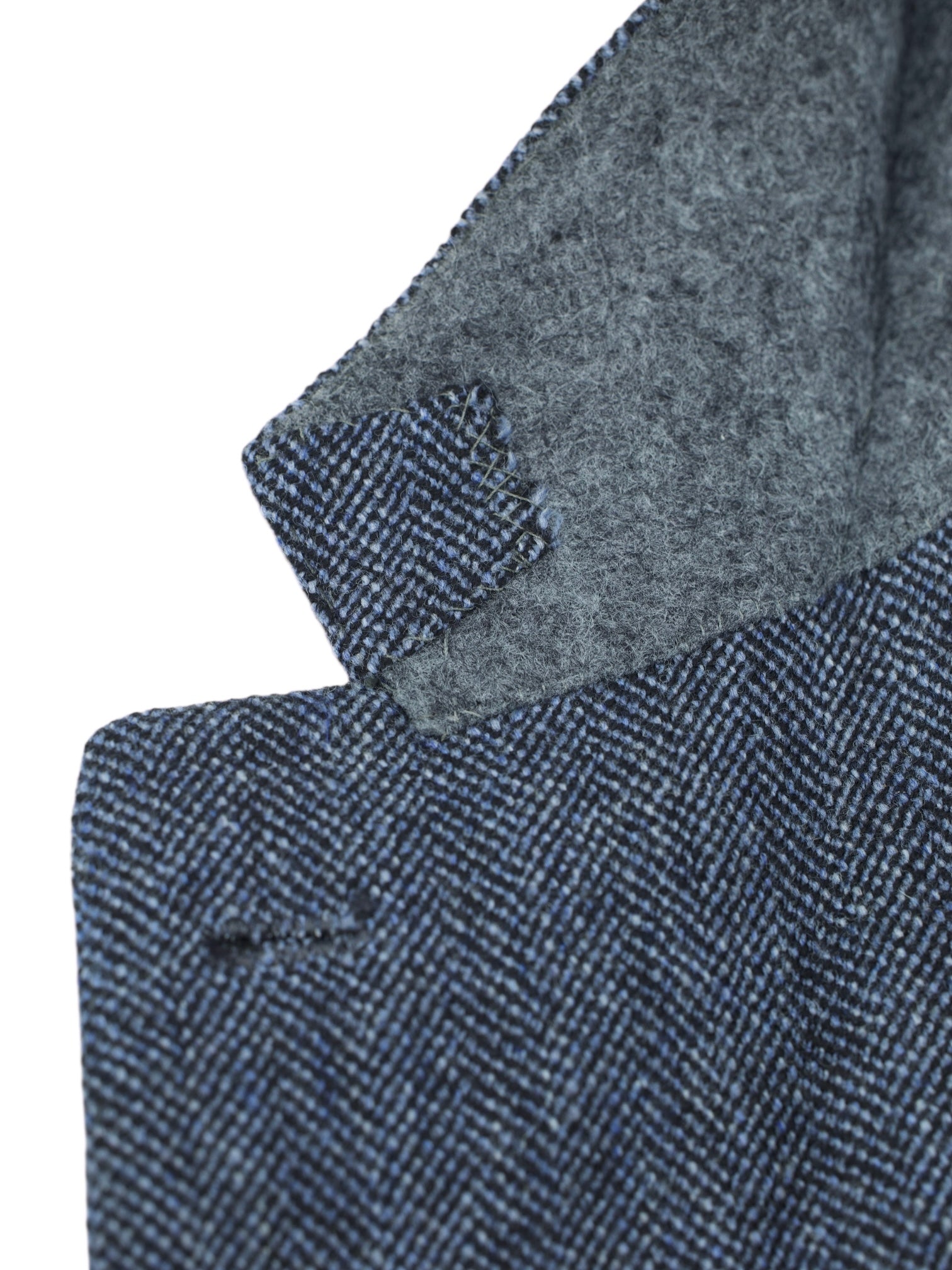 Kiton Steel Blue Pure-Wool Speckled Herringbone Winter Jacket