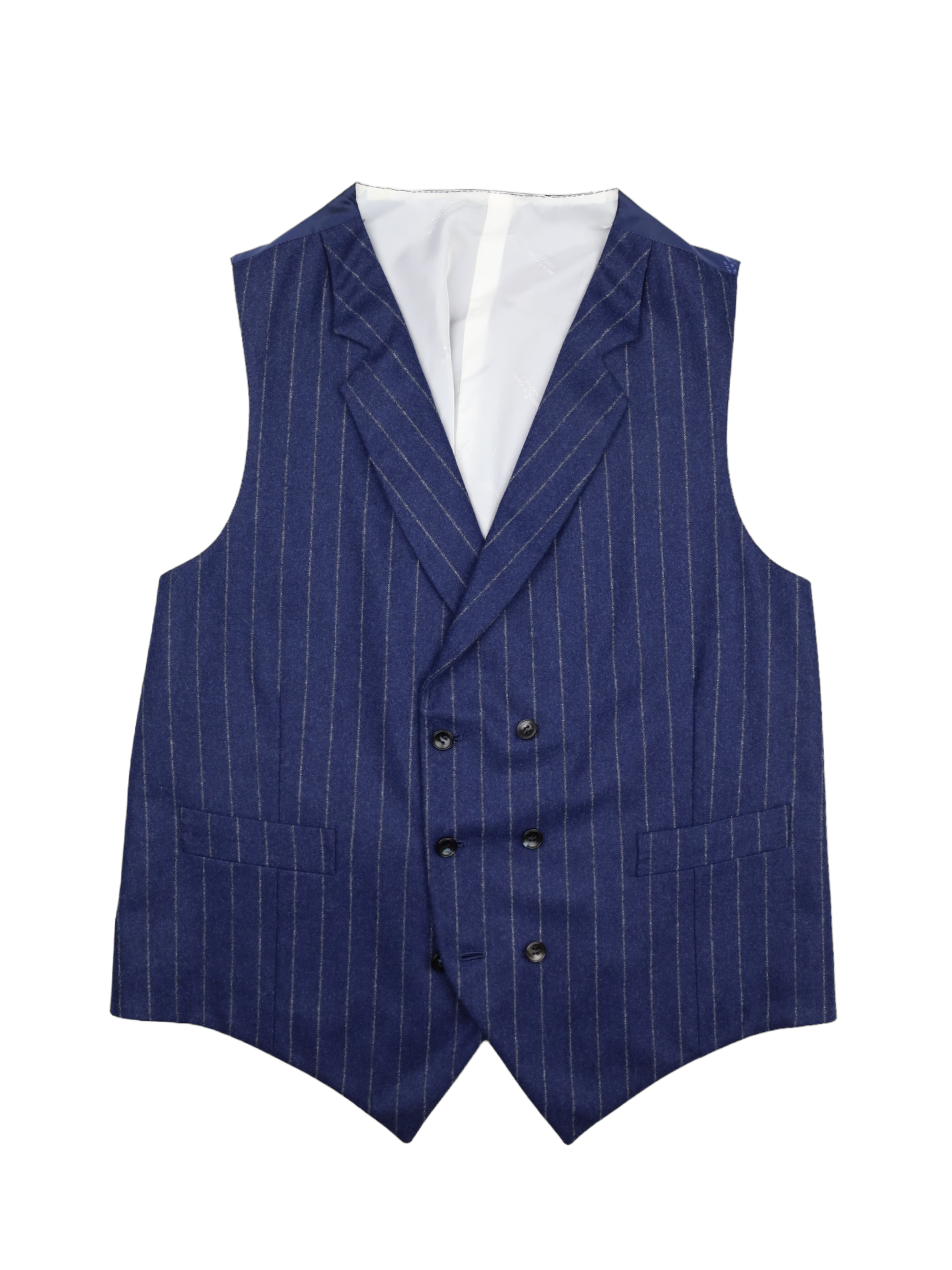 Kiton 3-Piece Blue Flannel Pinstripe Suit
