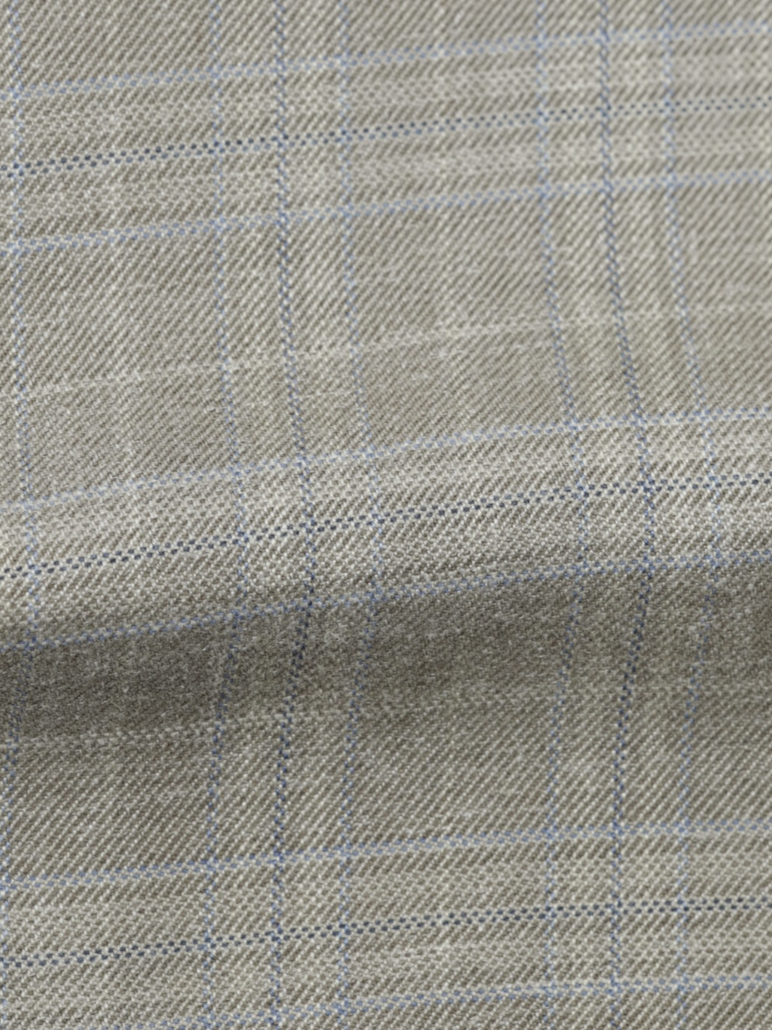 Corneliani Taupe & Light Blue Wool, Silk & Linen Checkered Jacket