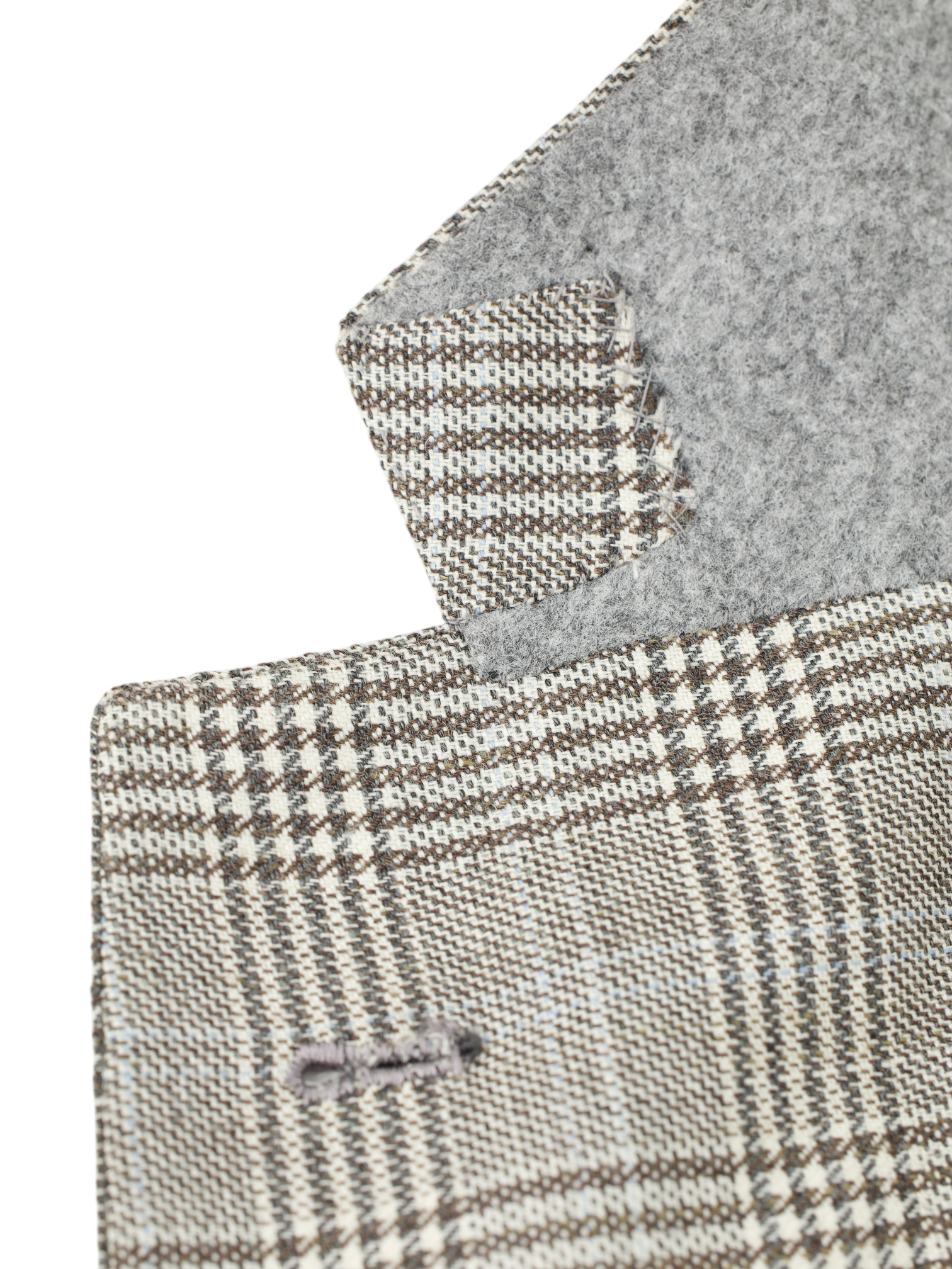 Orazio Luciano Taupe Wool, Cashmere & Silk Prince of Wales Jacket