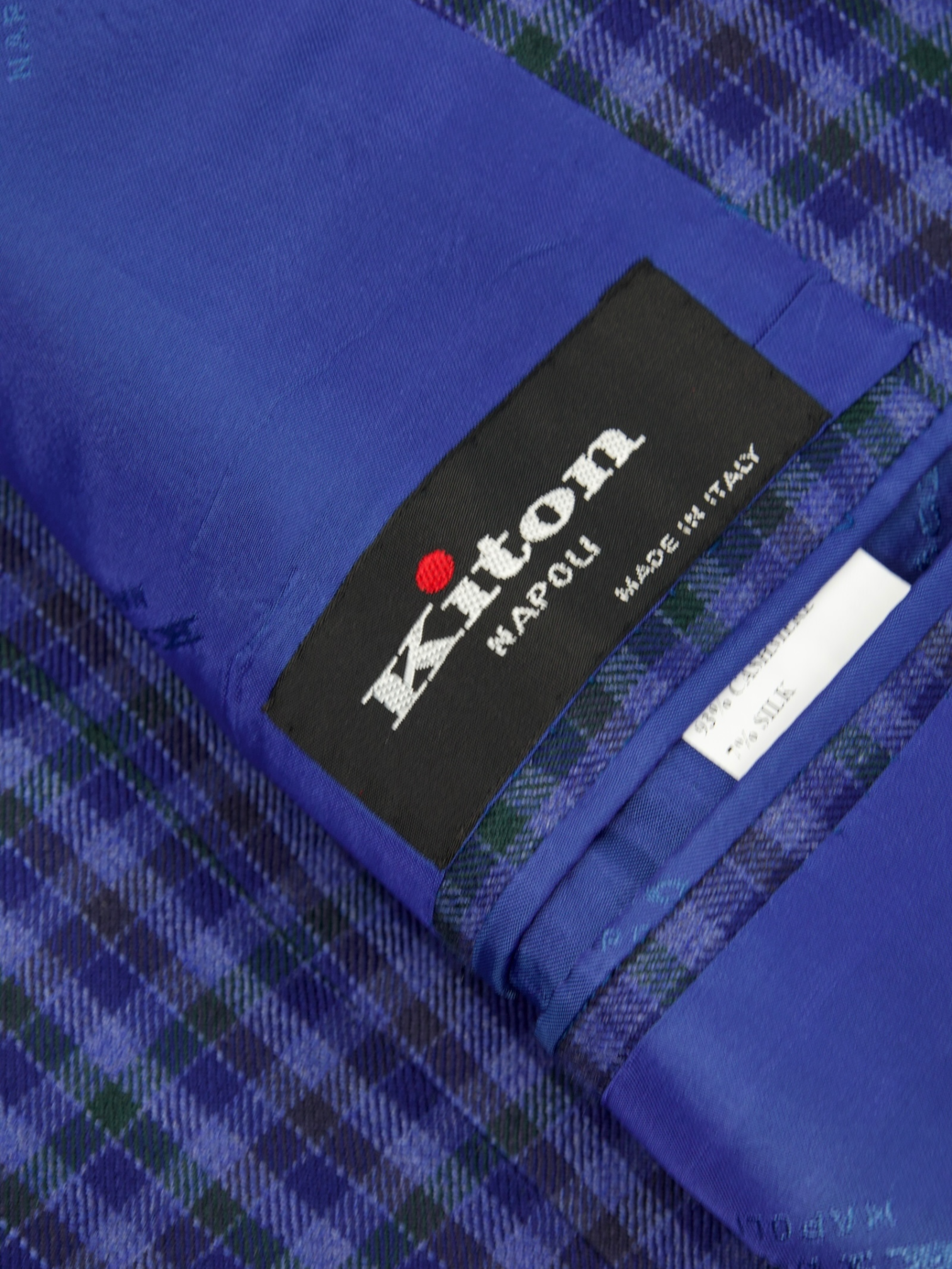 Kiton Royal Blue Cashmere & Silk Gingham ‘Lasa’ Jacket