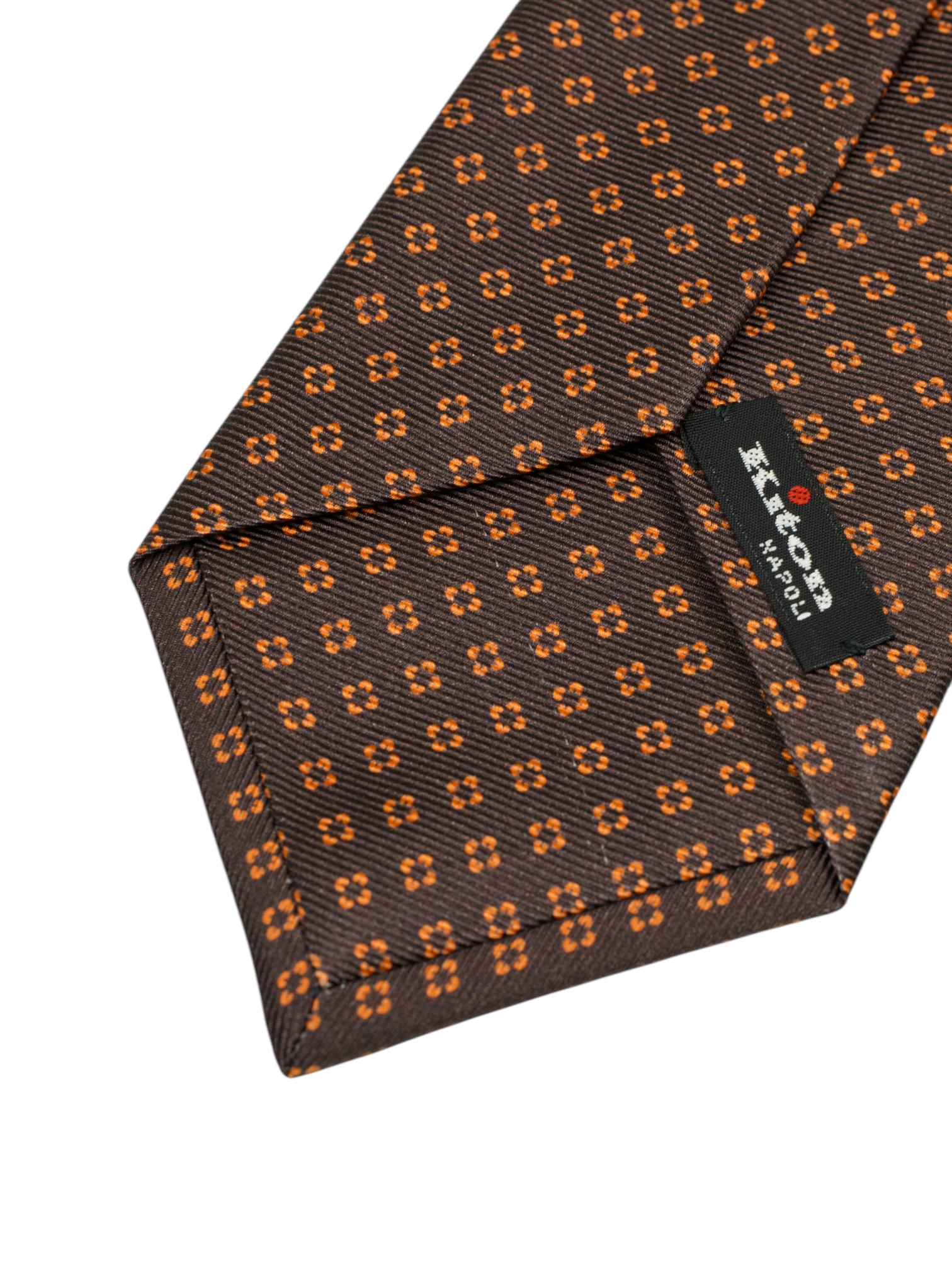 Kiton 5-Fold Brown & Orange Silk Floral Pattern Tie