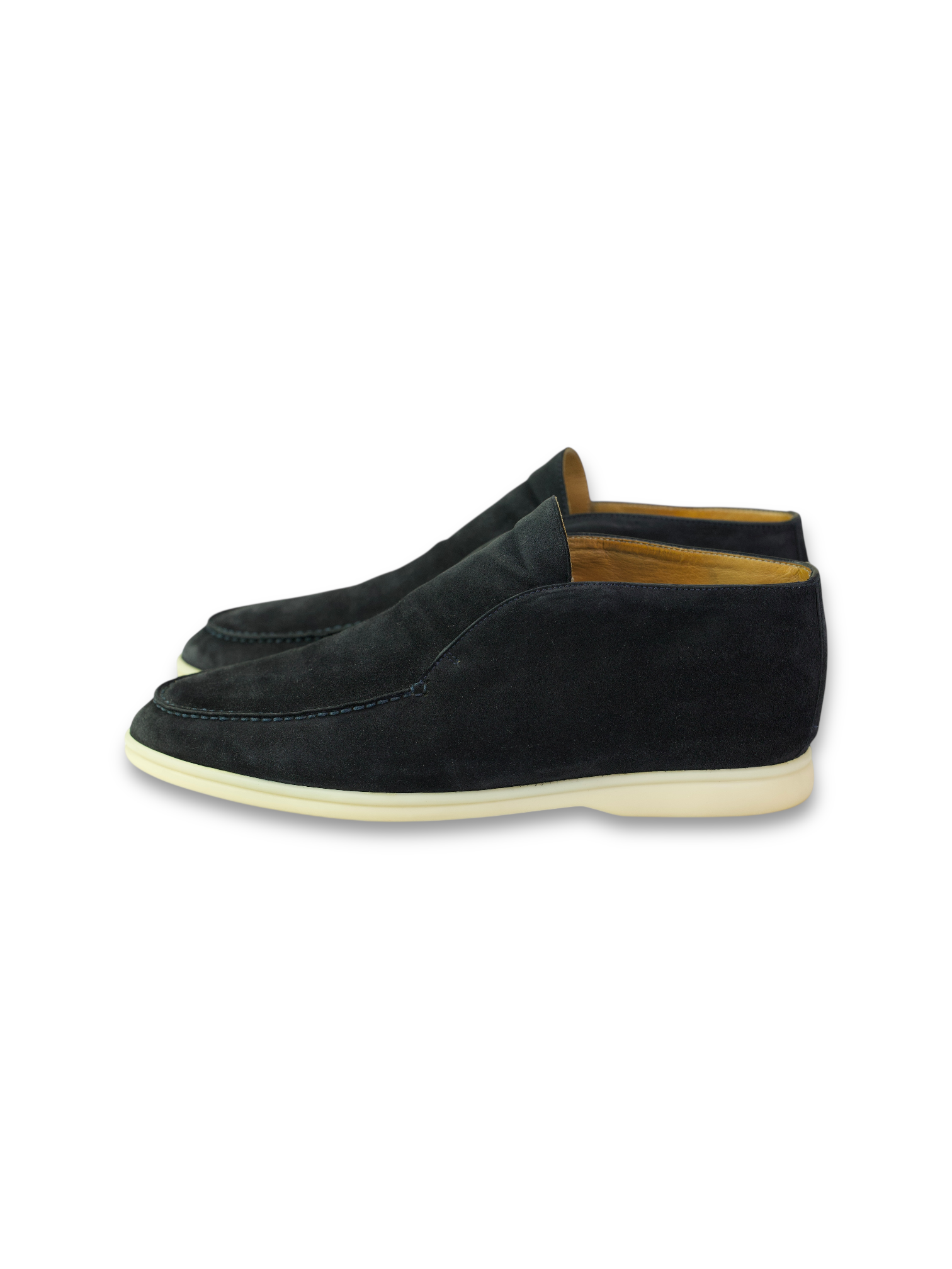 Loro Piana Navy Suede Open Walk Ankle Boots
