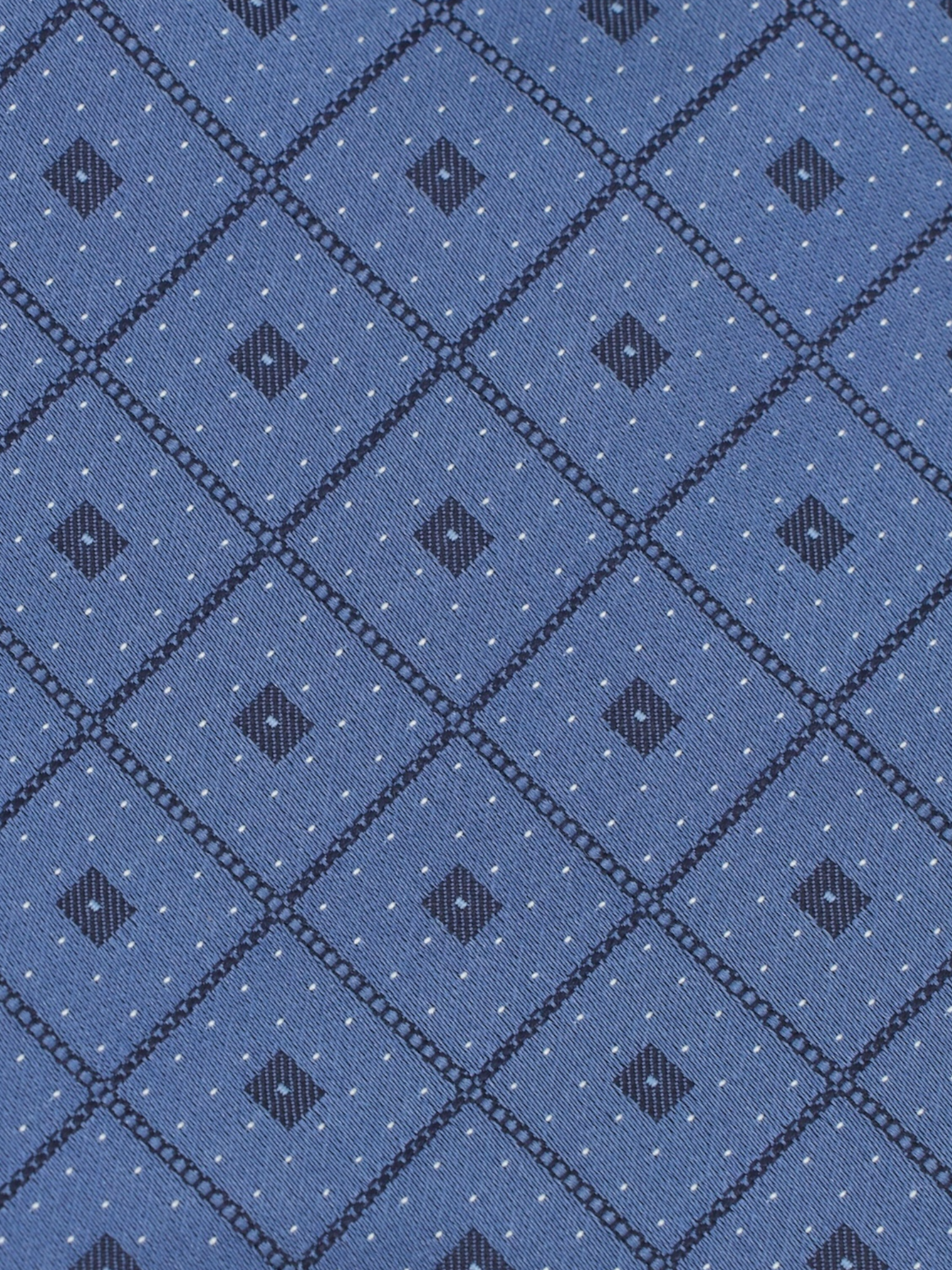 Brioni Blue Silk Diamond Pattern & Polkadot Tie