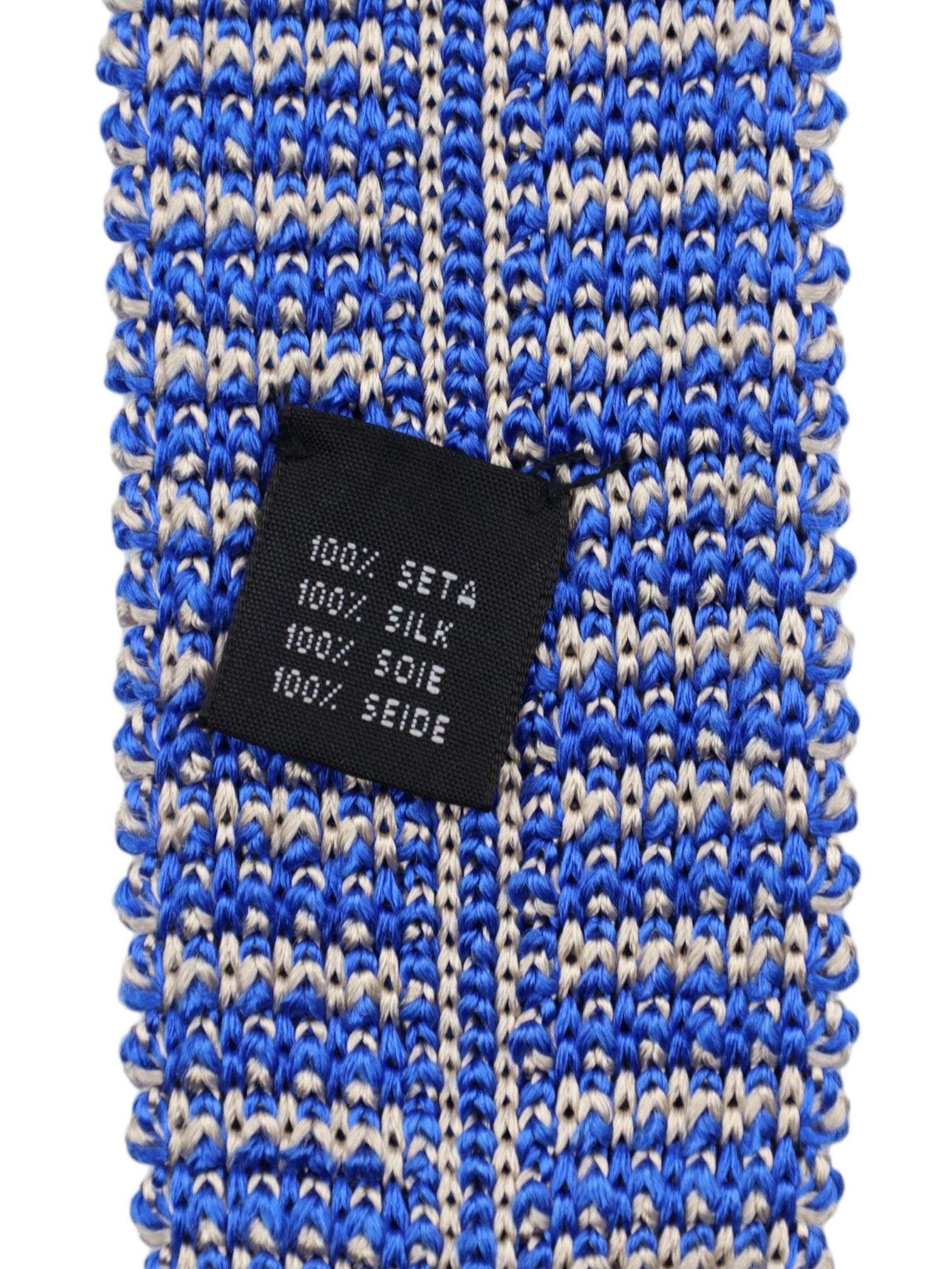 Kiton Light Blue Micro Pattern Silk Knitted Tie