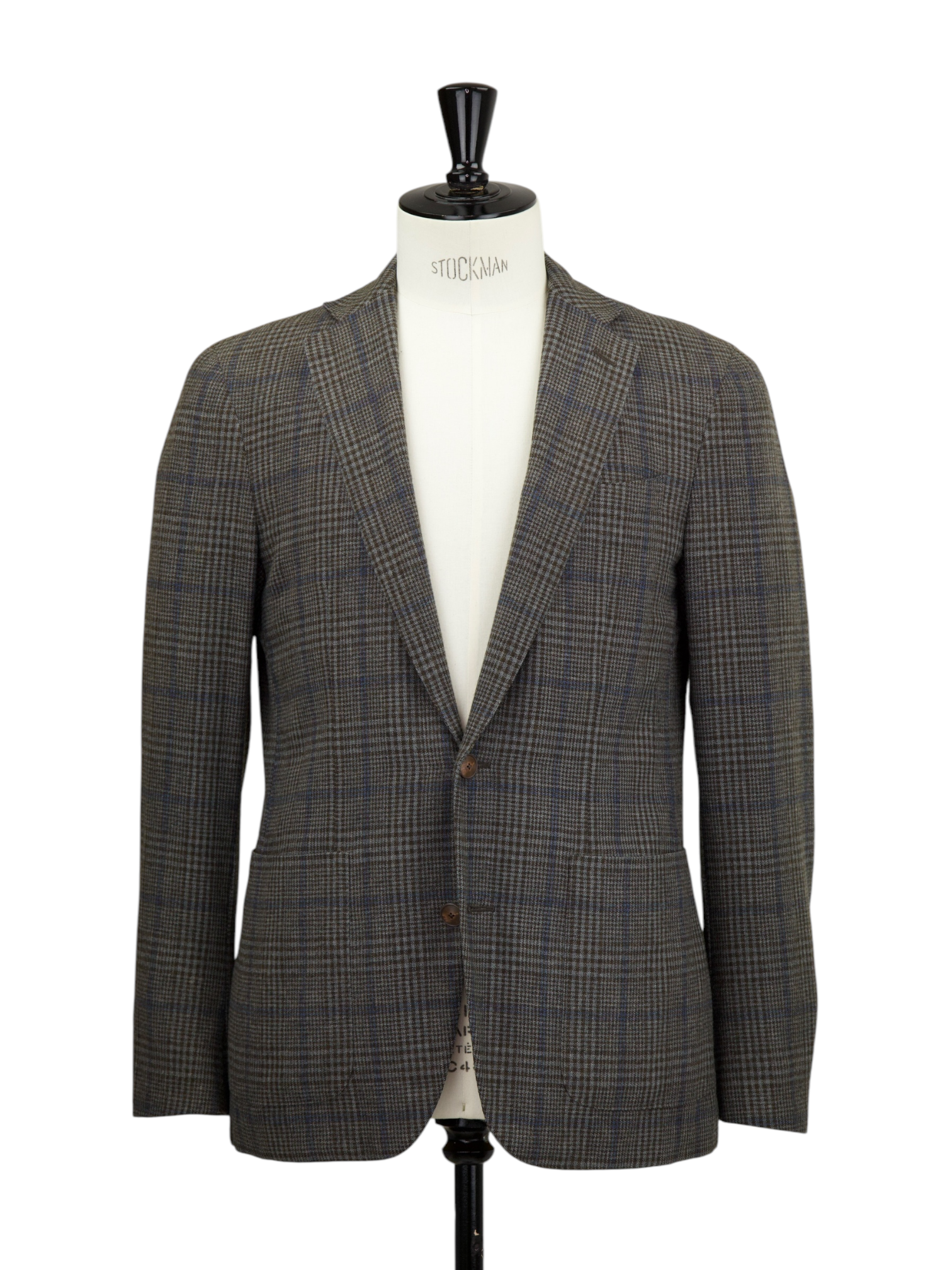Caruso Grey & Blue Wool & Cashmere Windowpane Jacket