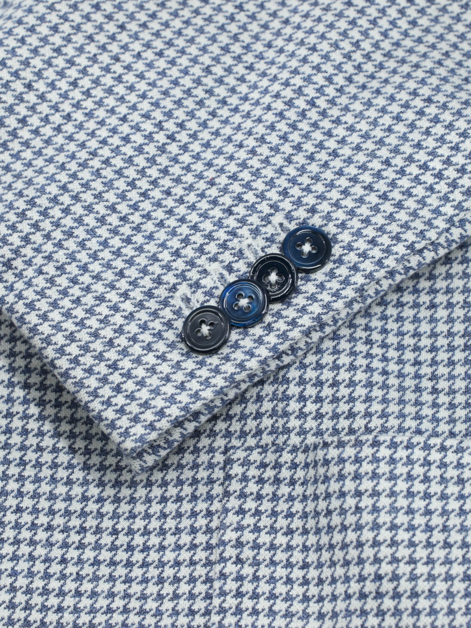 Isaia Steel Blue Silk & Cotton Pied de Poule "Comfort Project" Jacket