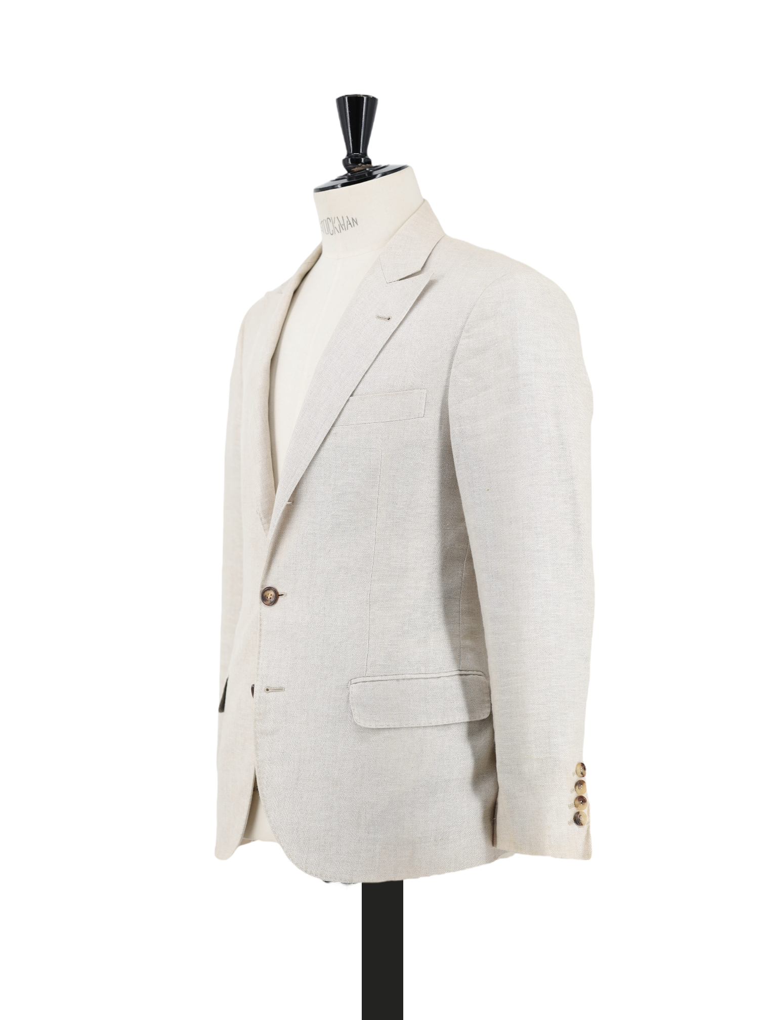 Brunello Cucinelli Sand Pure Linen Herringbone Summer Jacket
