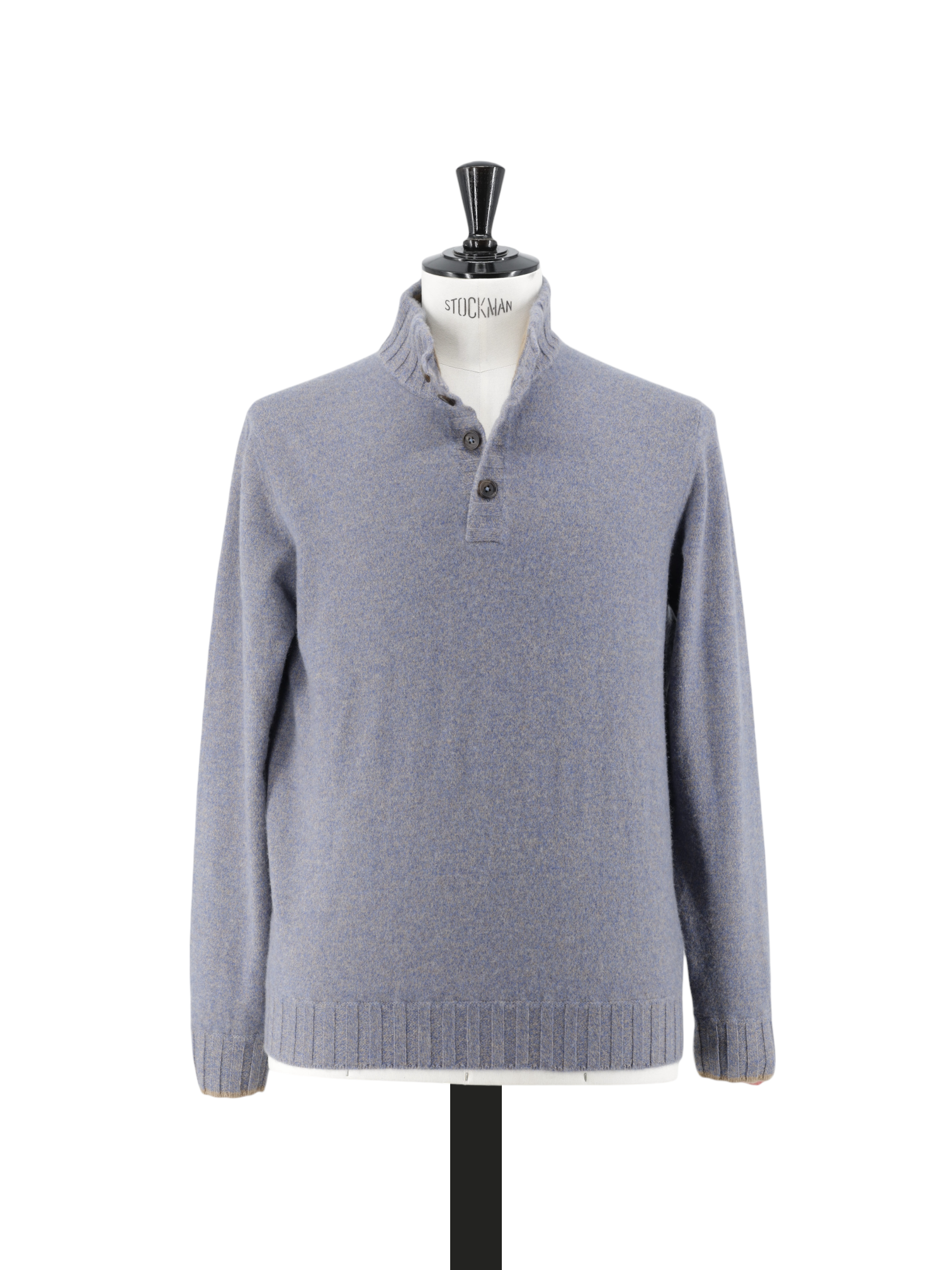 Cesare Attolini Steel Blue Mélange Duvet Cashmere Button-Up Knitwear