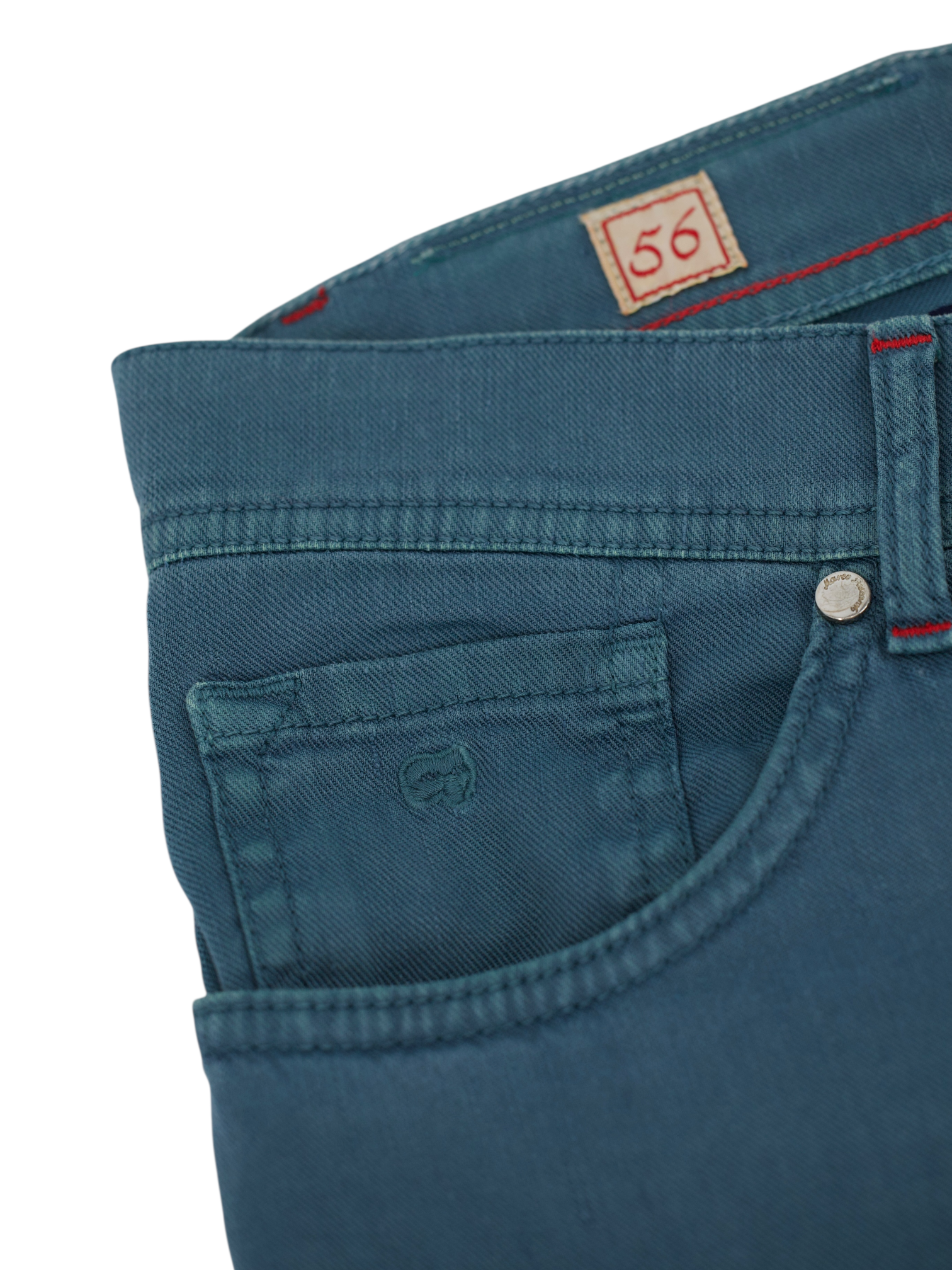 Marco Pescarolo Turquoise Cotton & Linen 5-Pocket Chino