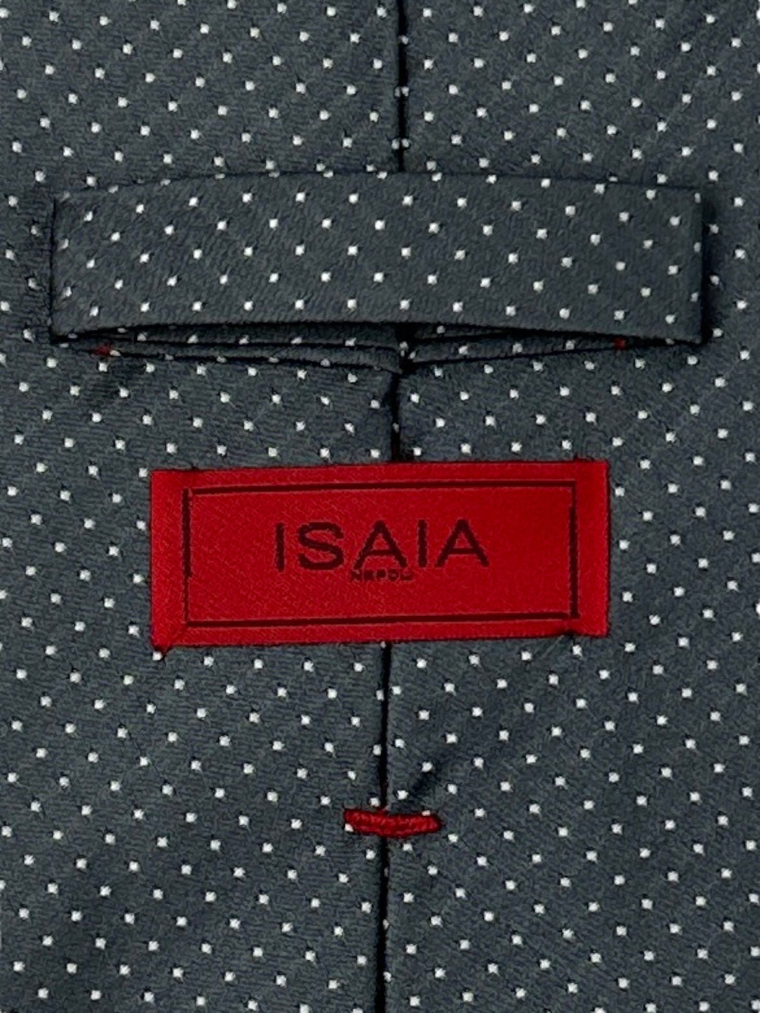 Isaia 7-Fold Grey Polka Dot Silk Tie