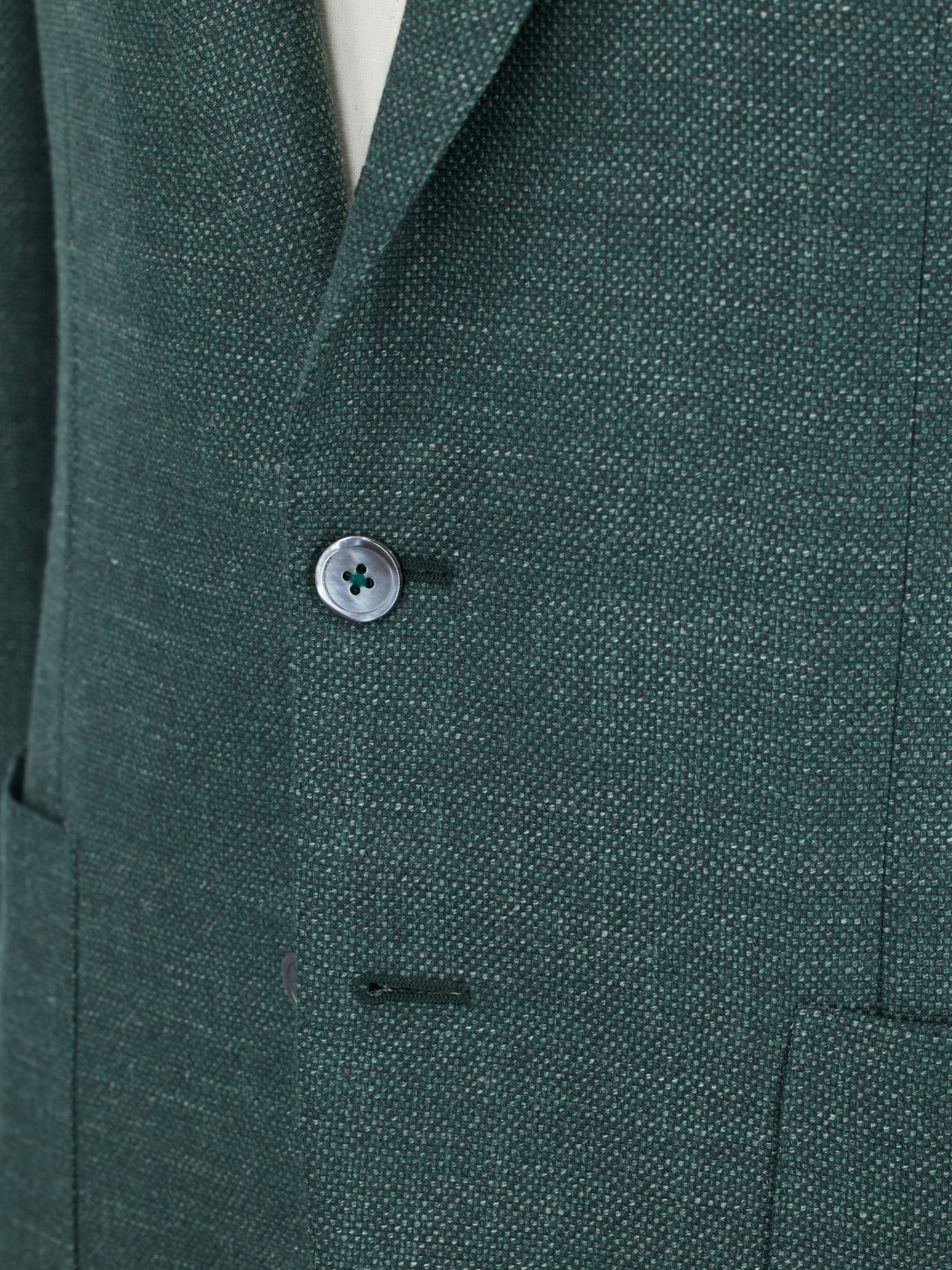 Isaia Verdigris Green Wool, Silk & Linen Basket-Weave Jacket