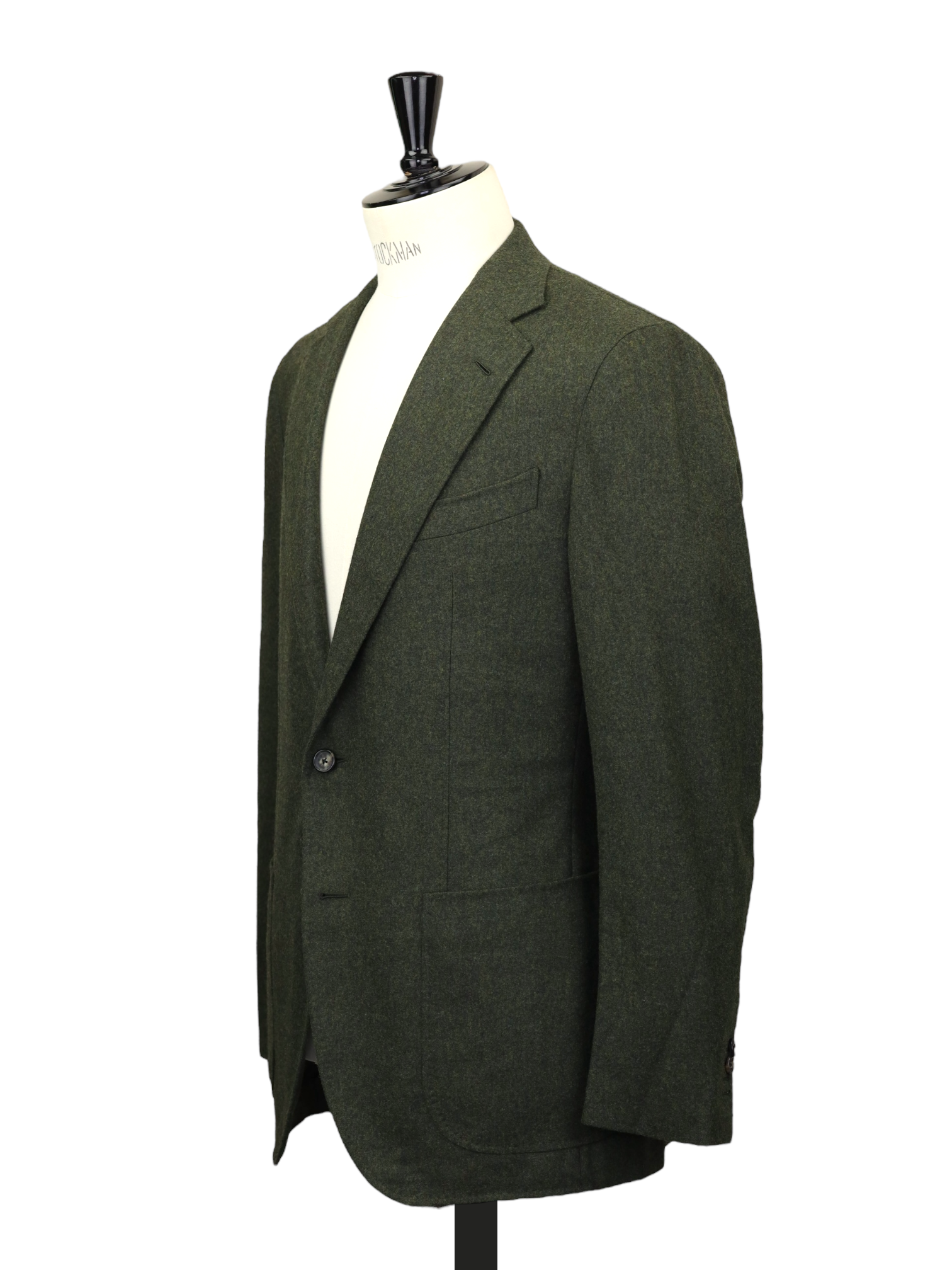 Caruso Olive Green Wool & Cashmere Flannel Aida Jacket