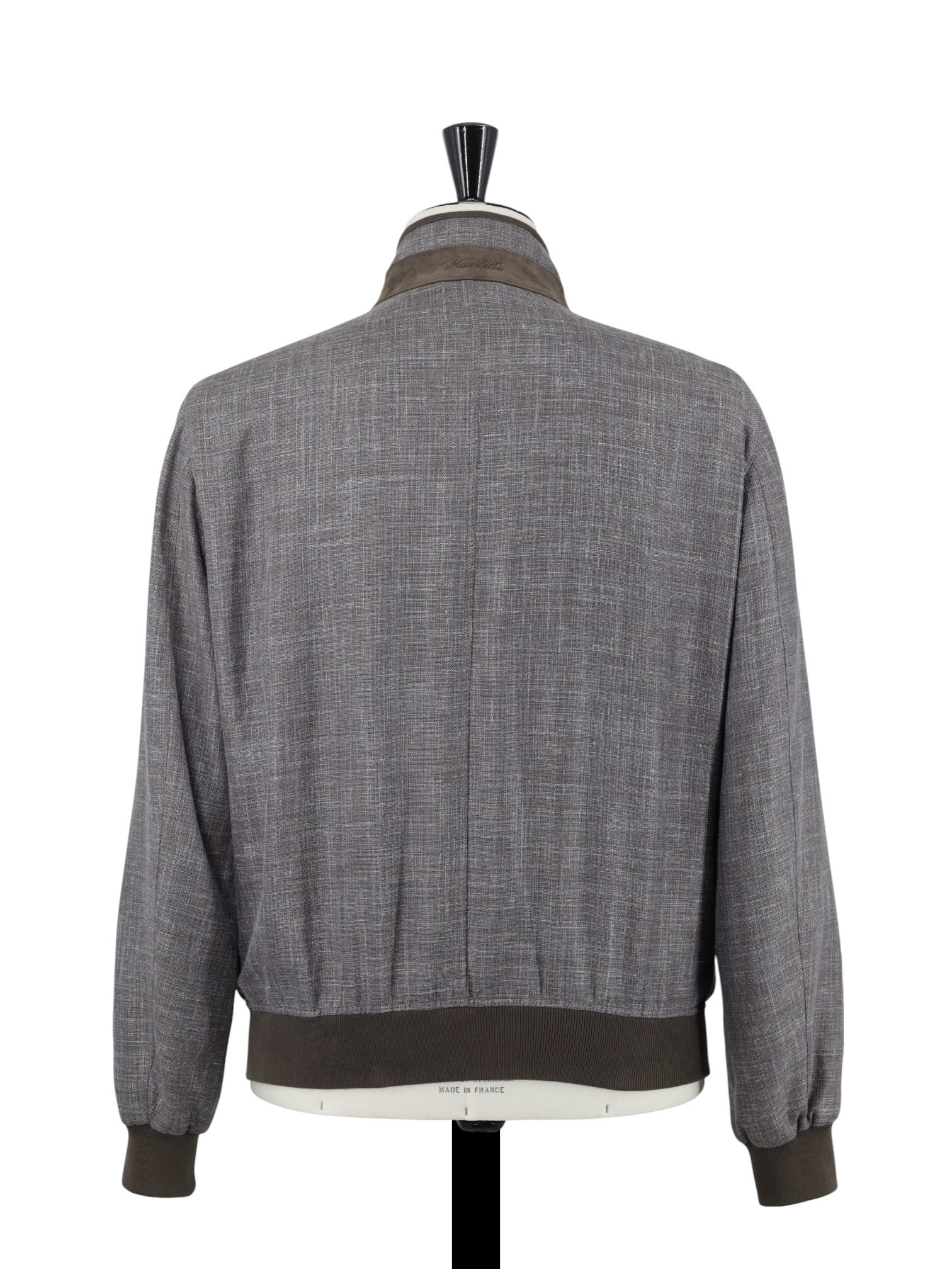 Mandelli Light Brown & Ice Blue Wool, Silk & Linen Melange Summer Bomberjacket