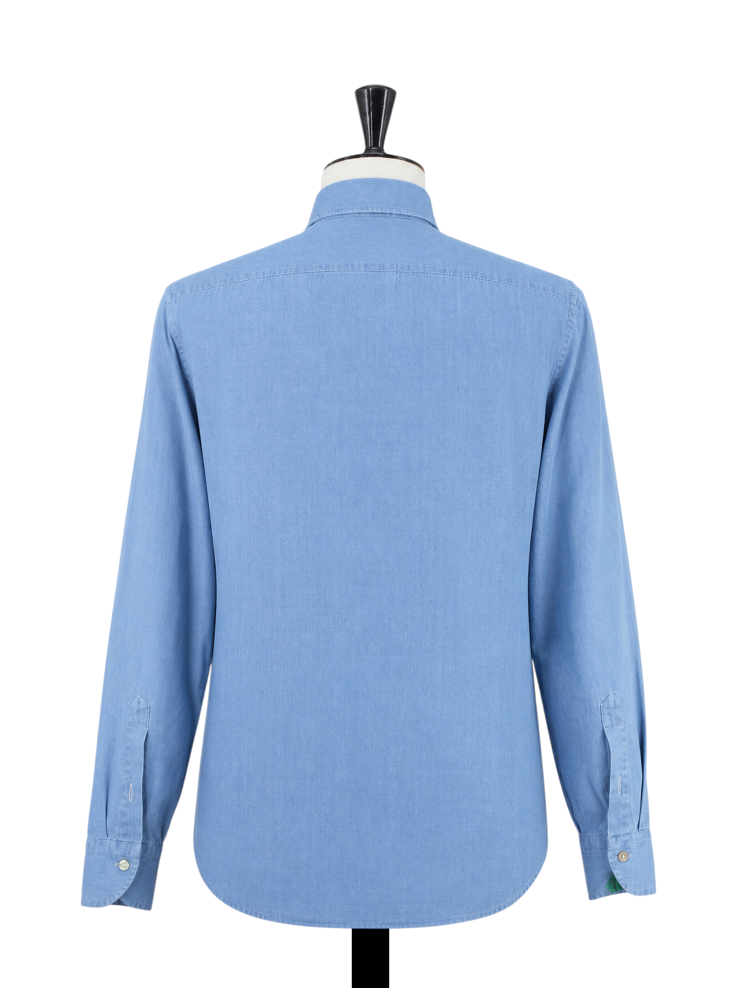 Borriello Napoli Light Blue Indigo-Cotton "Marechiaro" Spread-Collar Shirt