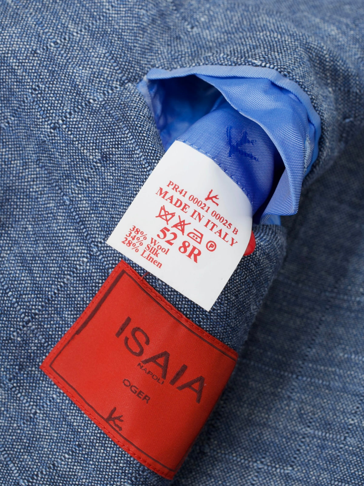 Isaia Light Blue Wool, Silk & Linen Pinpoint Summer Jacket