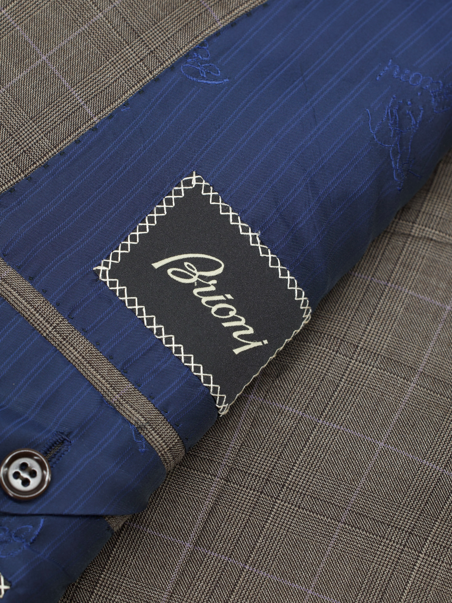 Brioni Taupe & Lavender Super 160's Prince of Wales Secolo Jacket