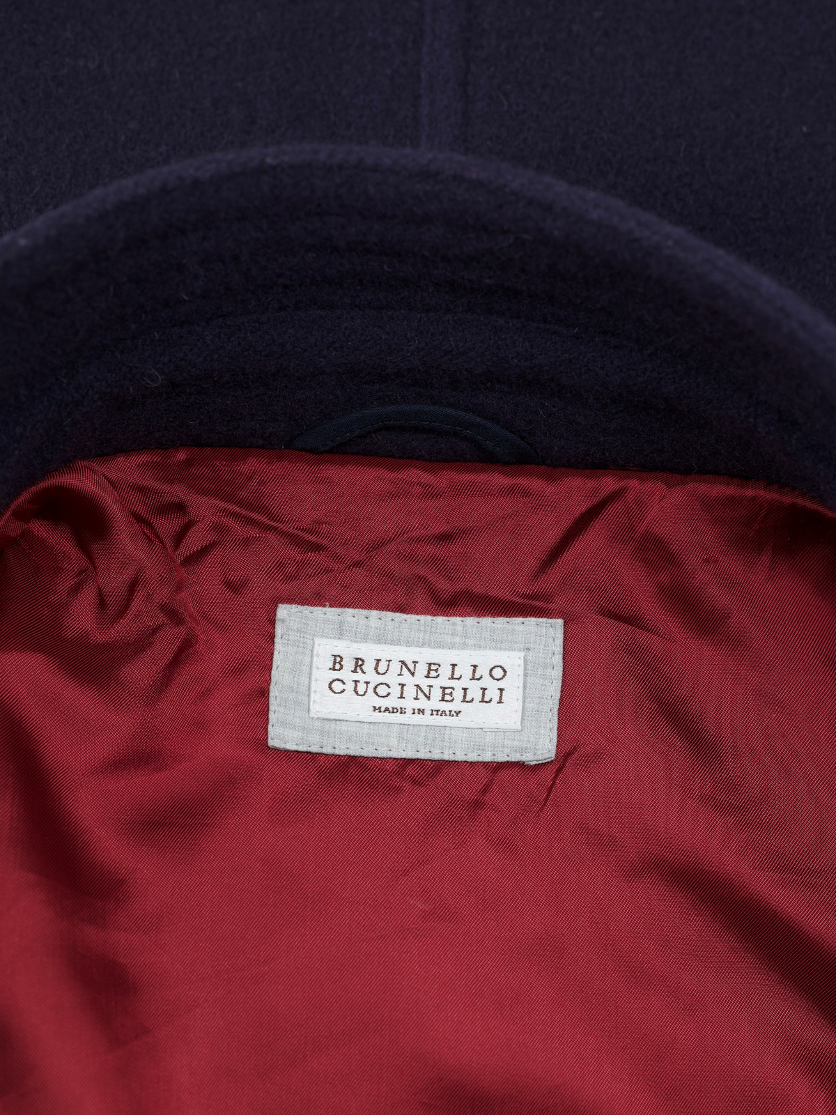 Brunello Cucinelli Navy Wool, Angora & Silk Duffle Coat