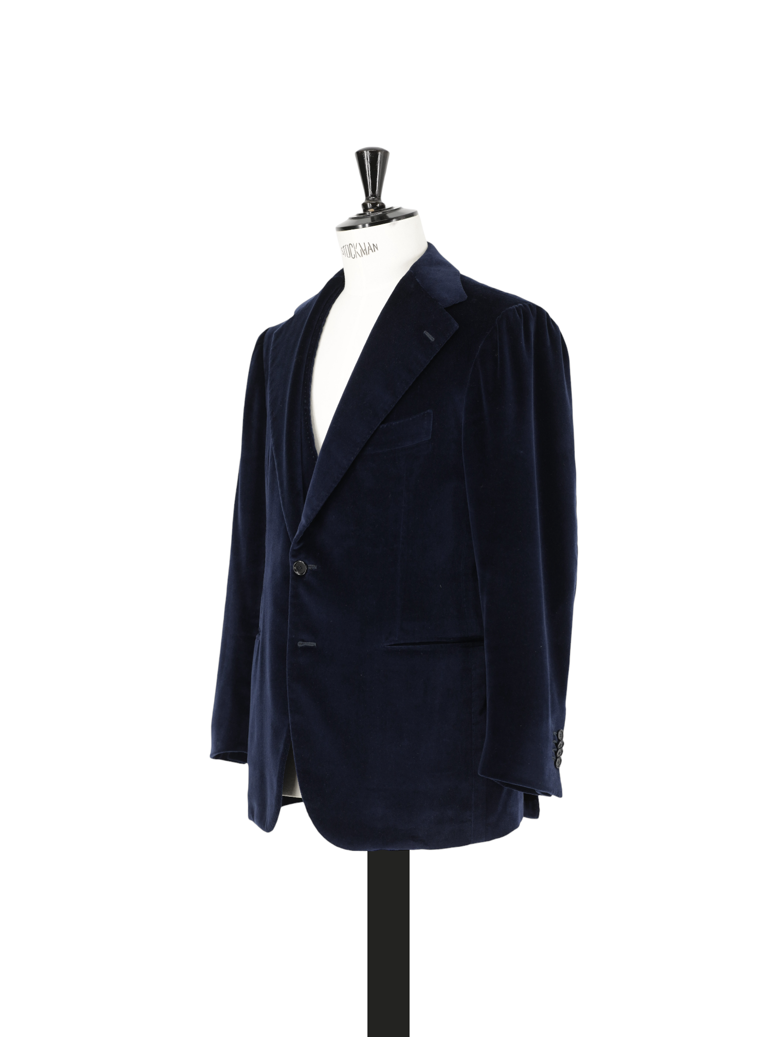 Cesare Attolini Dark Blue Cotton Velvet Smoking Jacket + Waistcoat