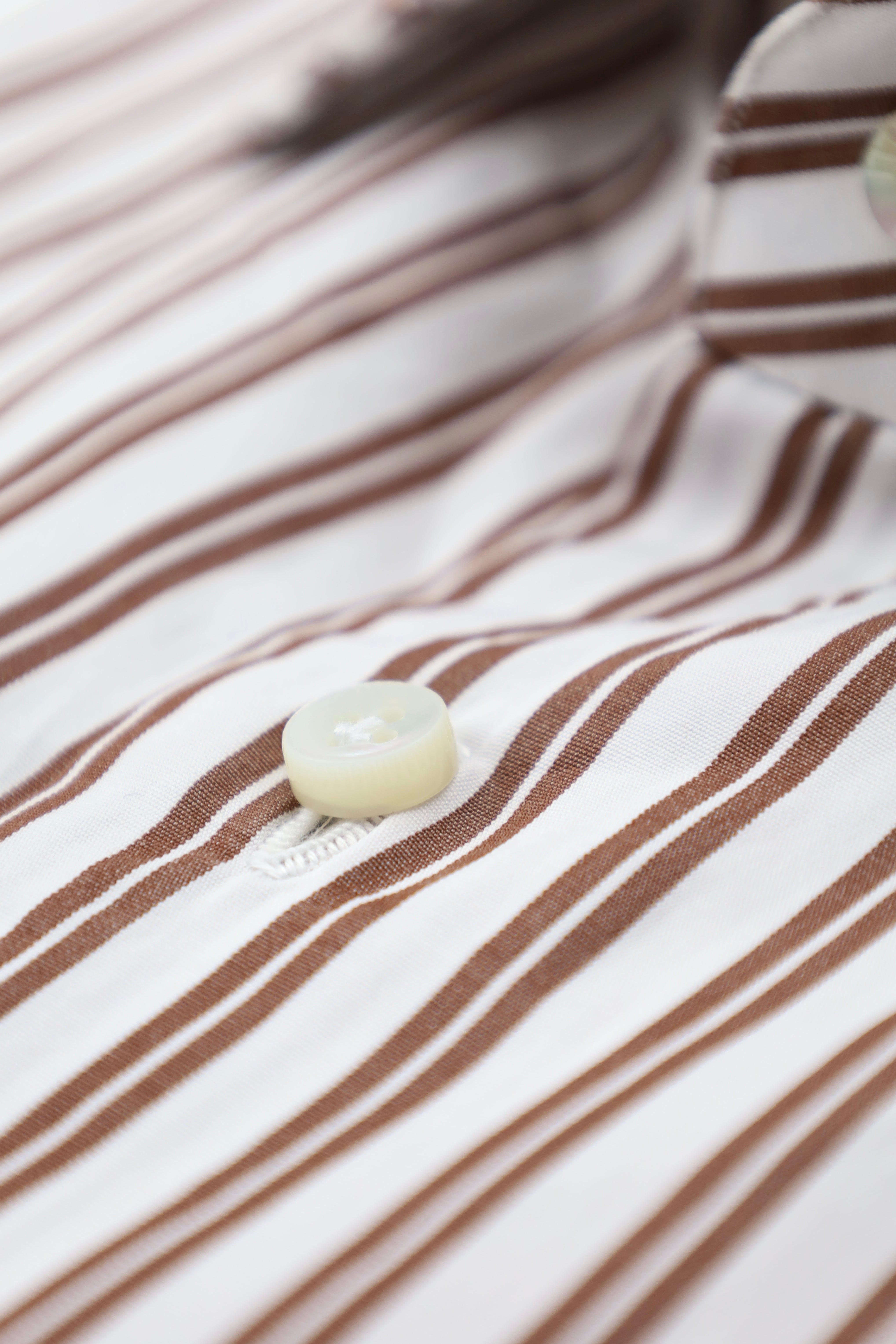 Luigi Borrelli White & Brown Cotton Stripe Shirt