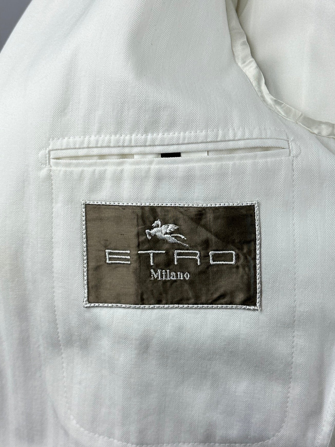 Etro White Cotton Herringbone Jacket