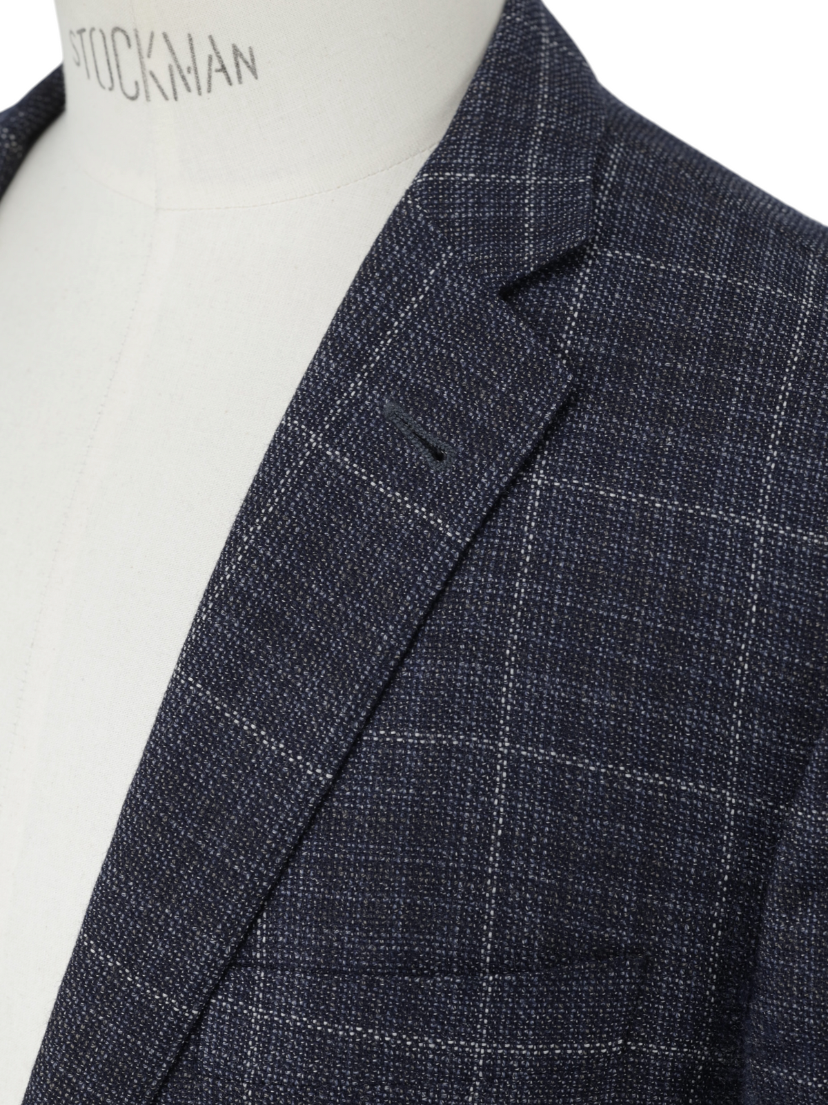 Corneliani Blue Wool Micro-Pattern Windowpane Gate Jacket