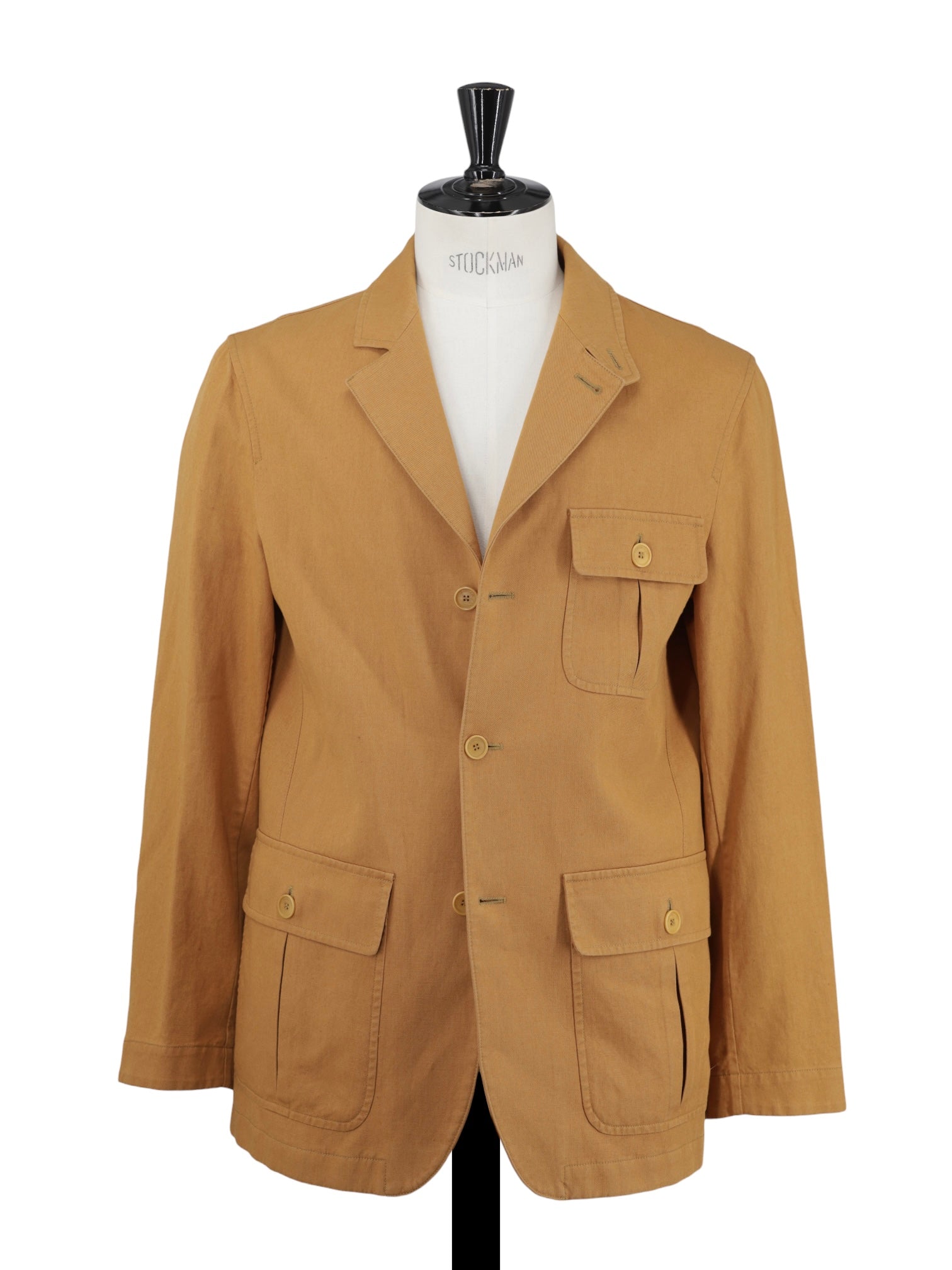 Corneliani Pumpkin Orange Cotton & Linen Sahariana Jacket