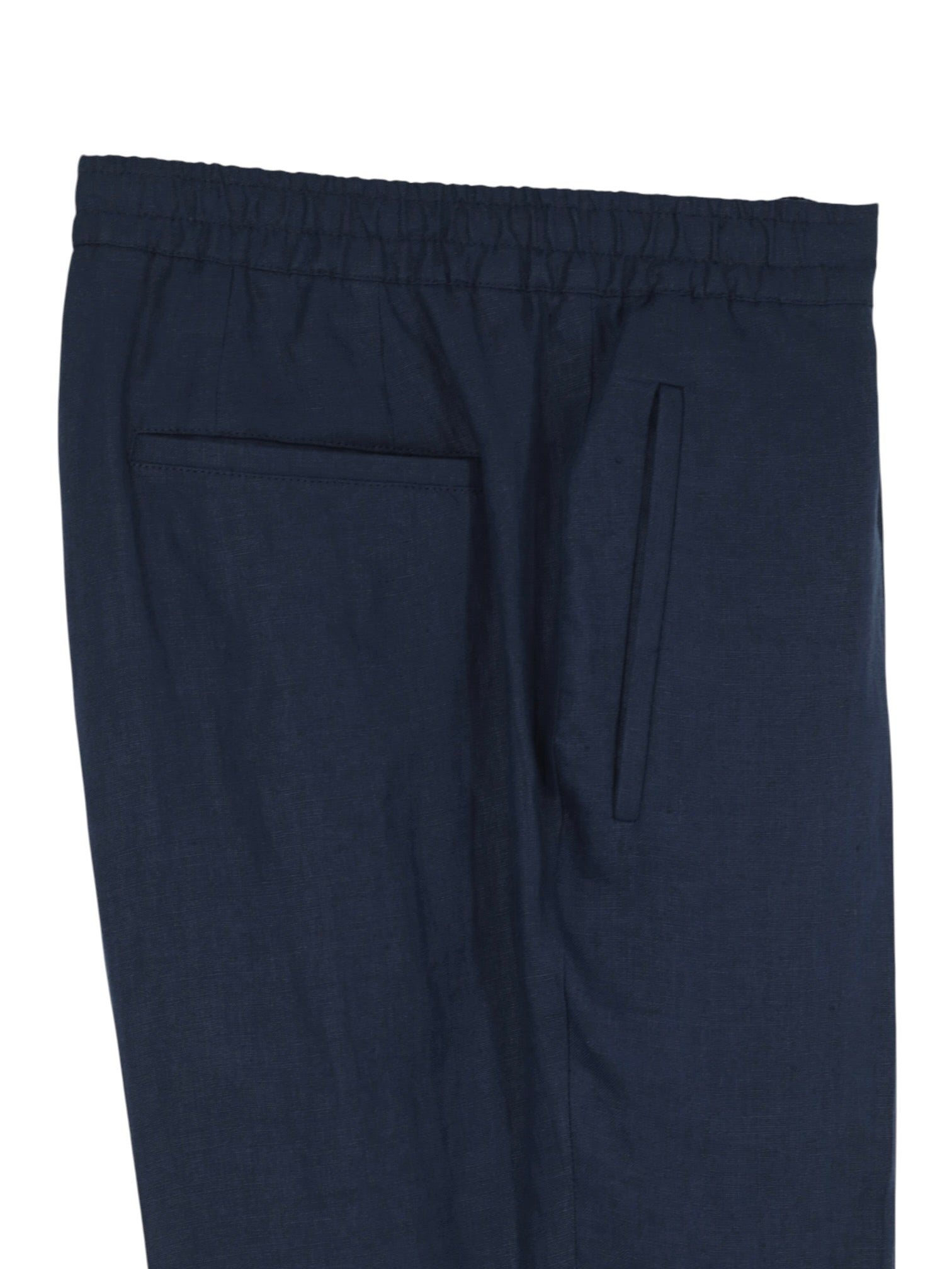 Kiton Navy Linen Drawstring Summer Trousers