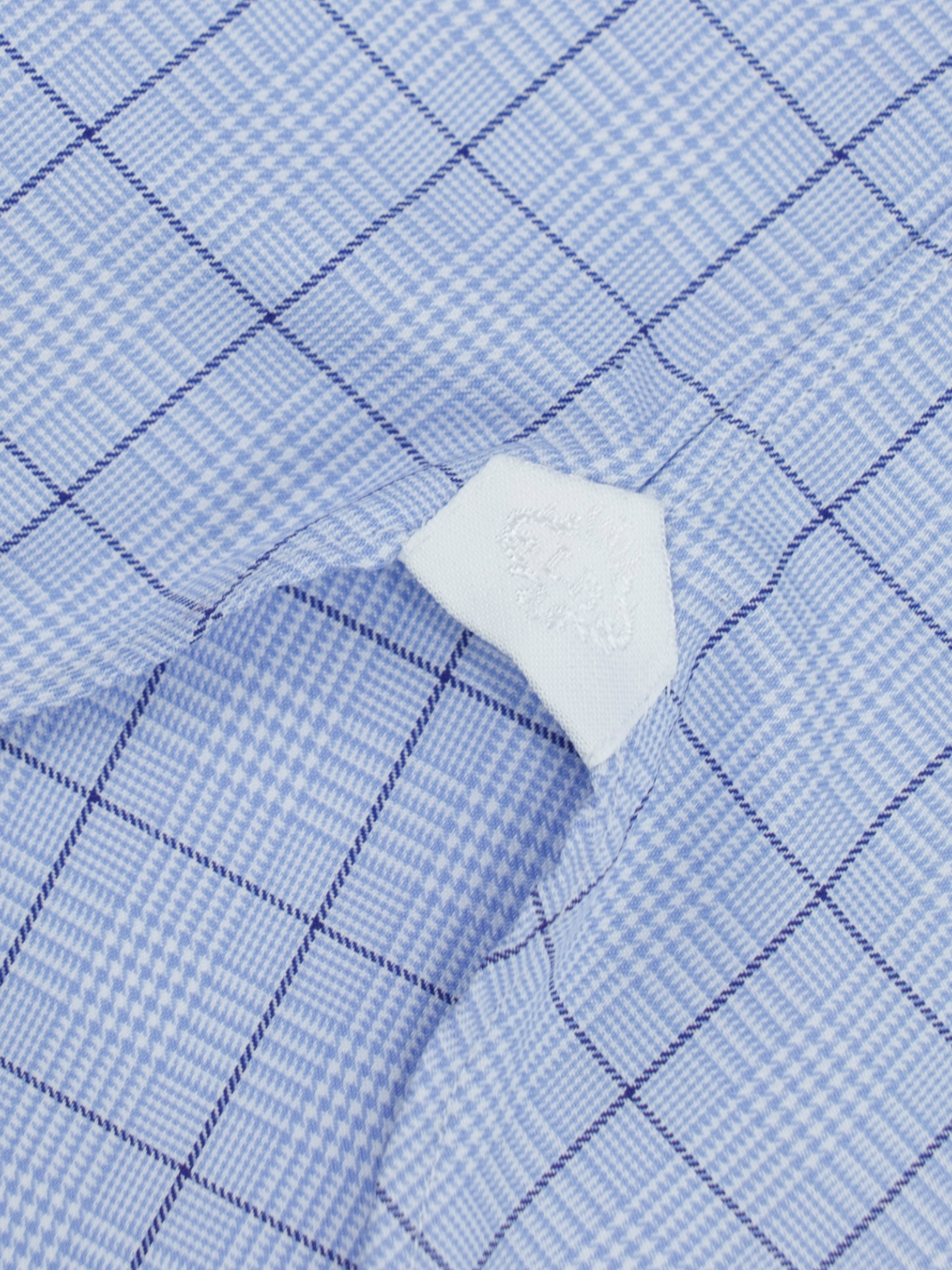 Luigi Borrelli Blue Heavyweight Cotton Prince of Wales Shirt
