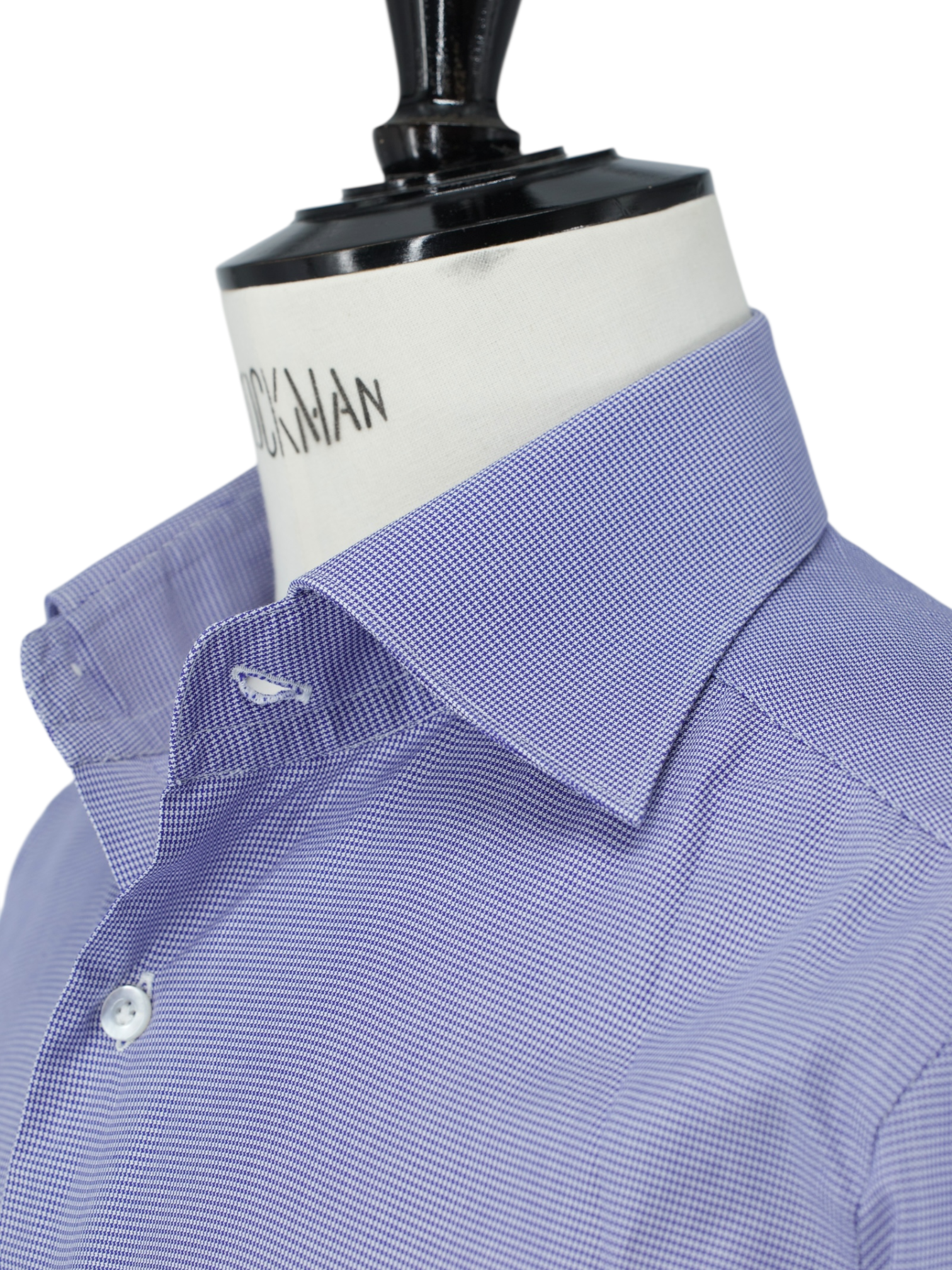 Fray Dark Blue Fine-Cotton Puppytooth Wide-Spread Collar Shirt