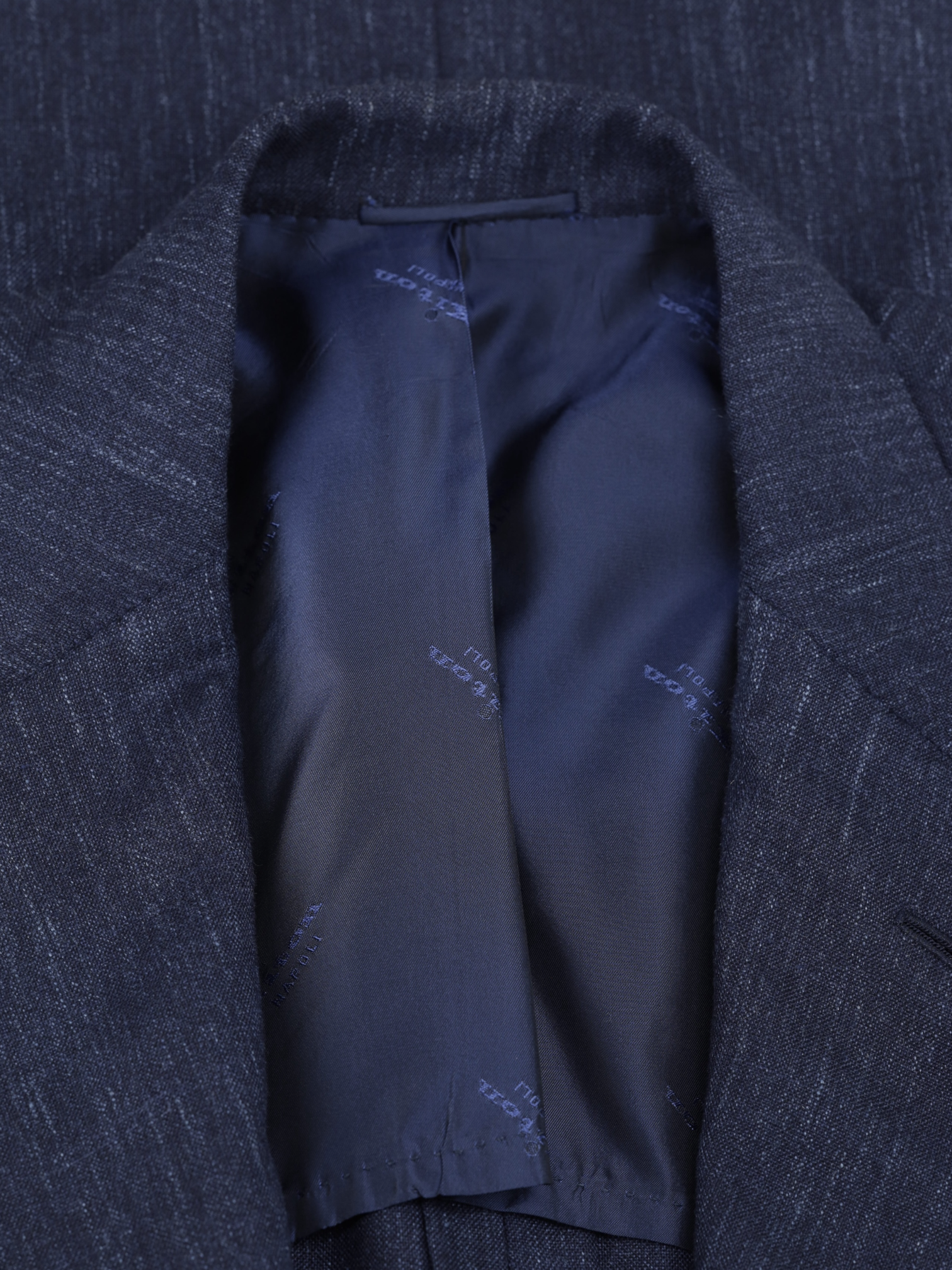 Kiton Denim Blue Cashmere, Linen & Silk Denim-Effect Suit