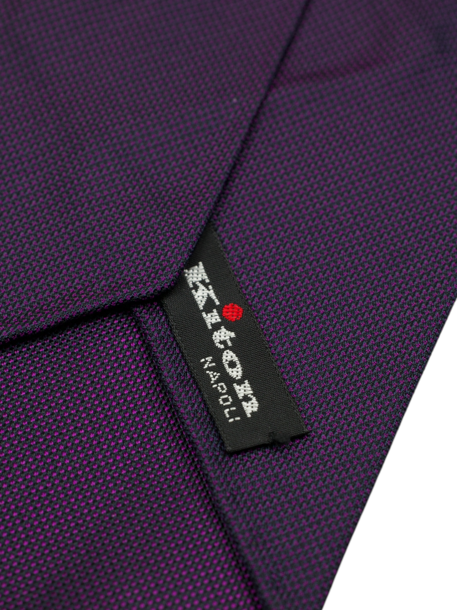 Kiton 5-Fold Sangria Purple Handrolled Silk Pinpoint Tie