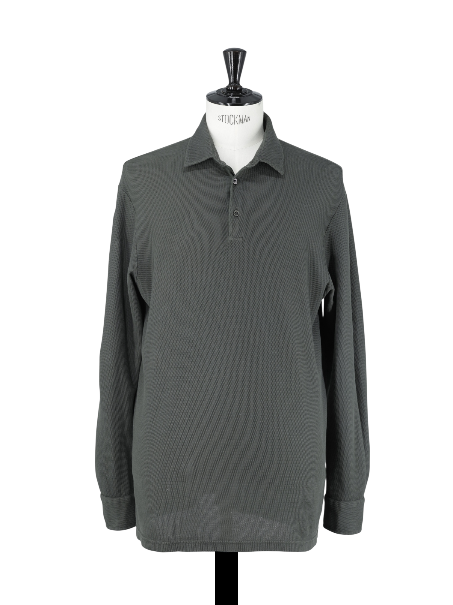 Loro Piana Olive Green Cotton Piqué Long-Sleeve Pop-Over Shirt