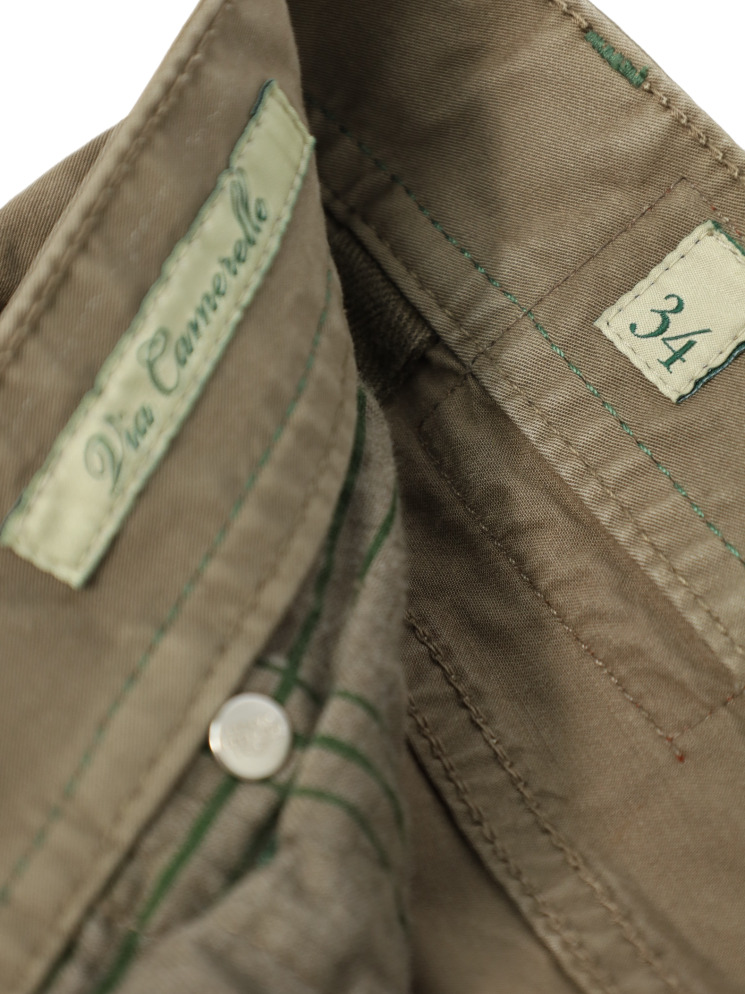 Luigi Borrelli Olive Green 5-Pocket Cotton & Elastane Chino
