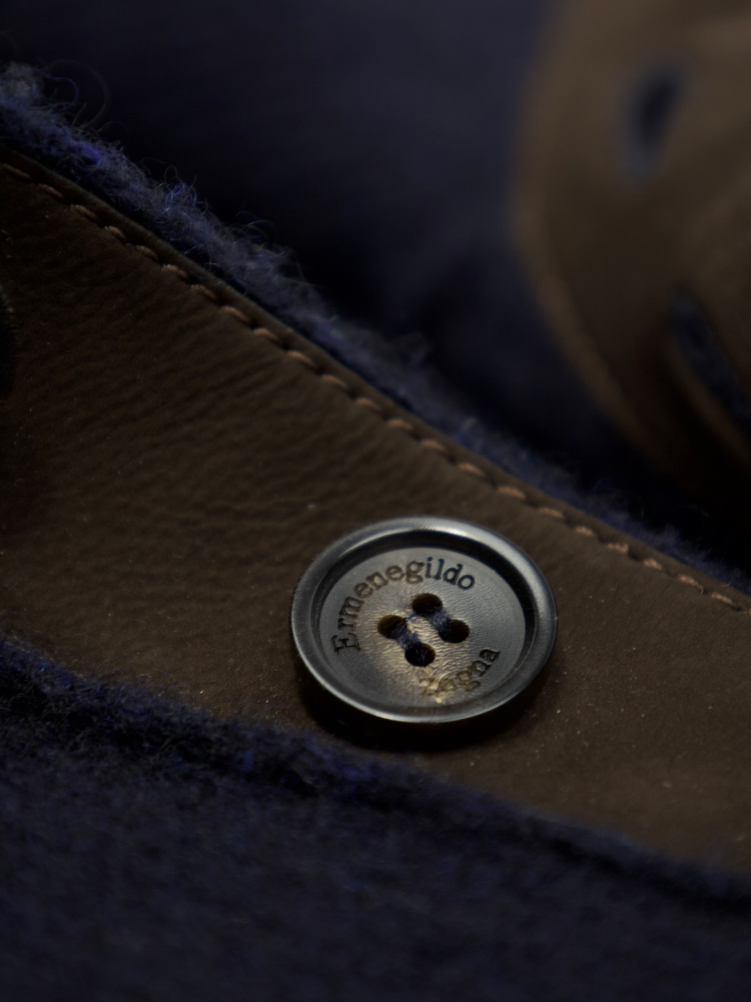 Ermenegildo Zegna Navy Nubuck-Trimmed Cashmere Fisherman's Sweater