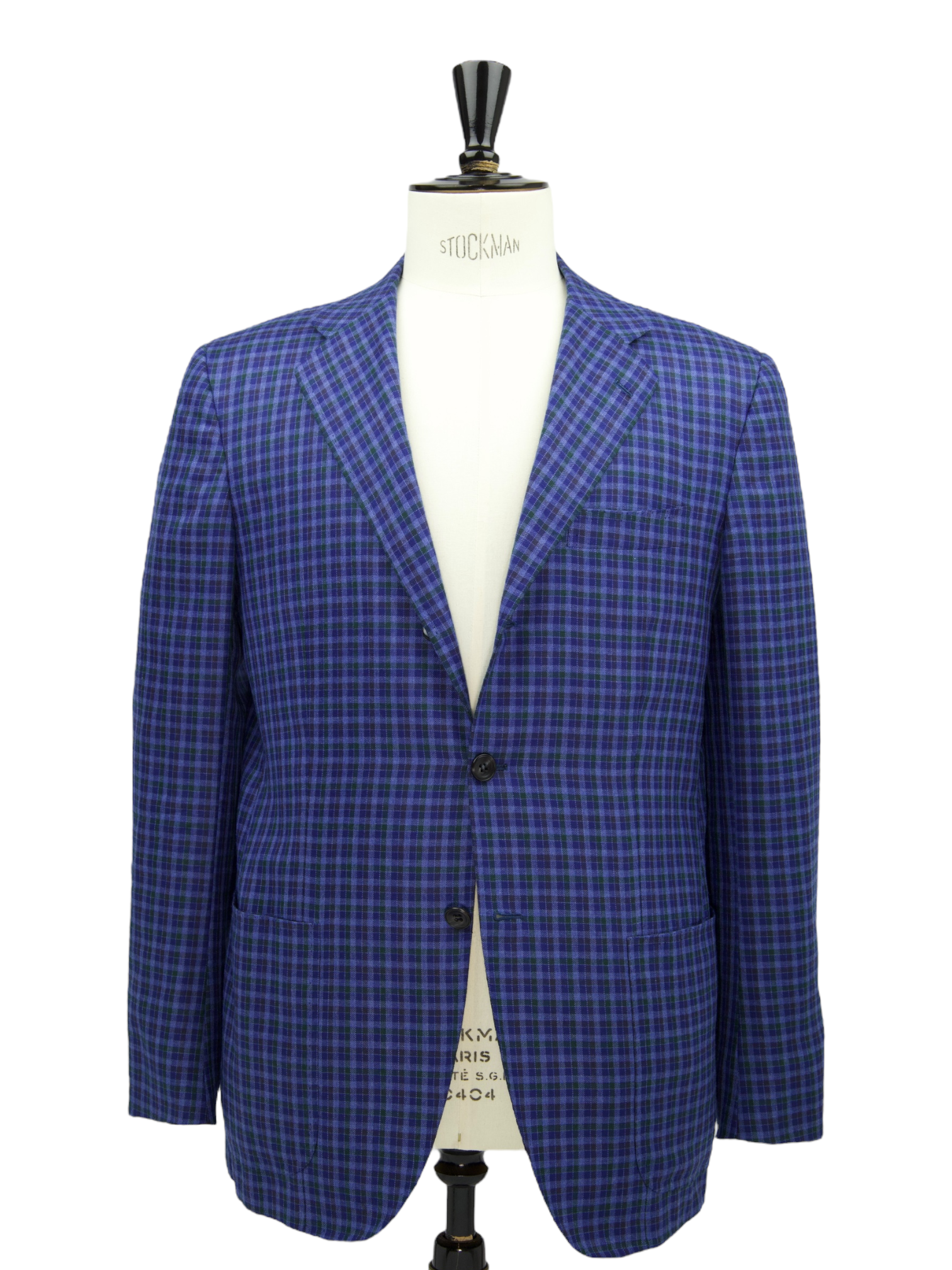 Kiton Royal Blue Cashmere & Silk Gingham ‘Lasa’ Jacket