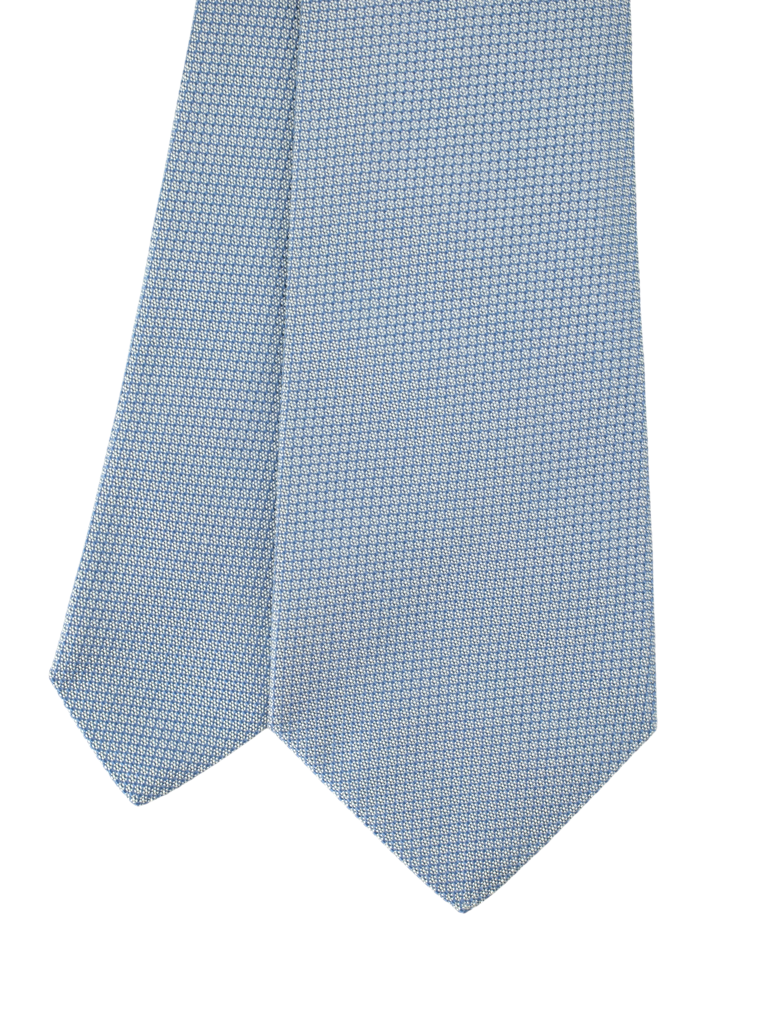 Kiton 5-Fold Steel Grey Silk Bicolor Micro-Pattern Tie
