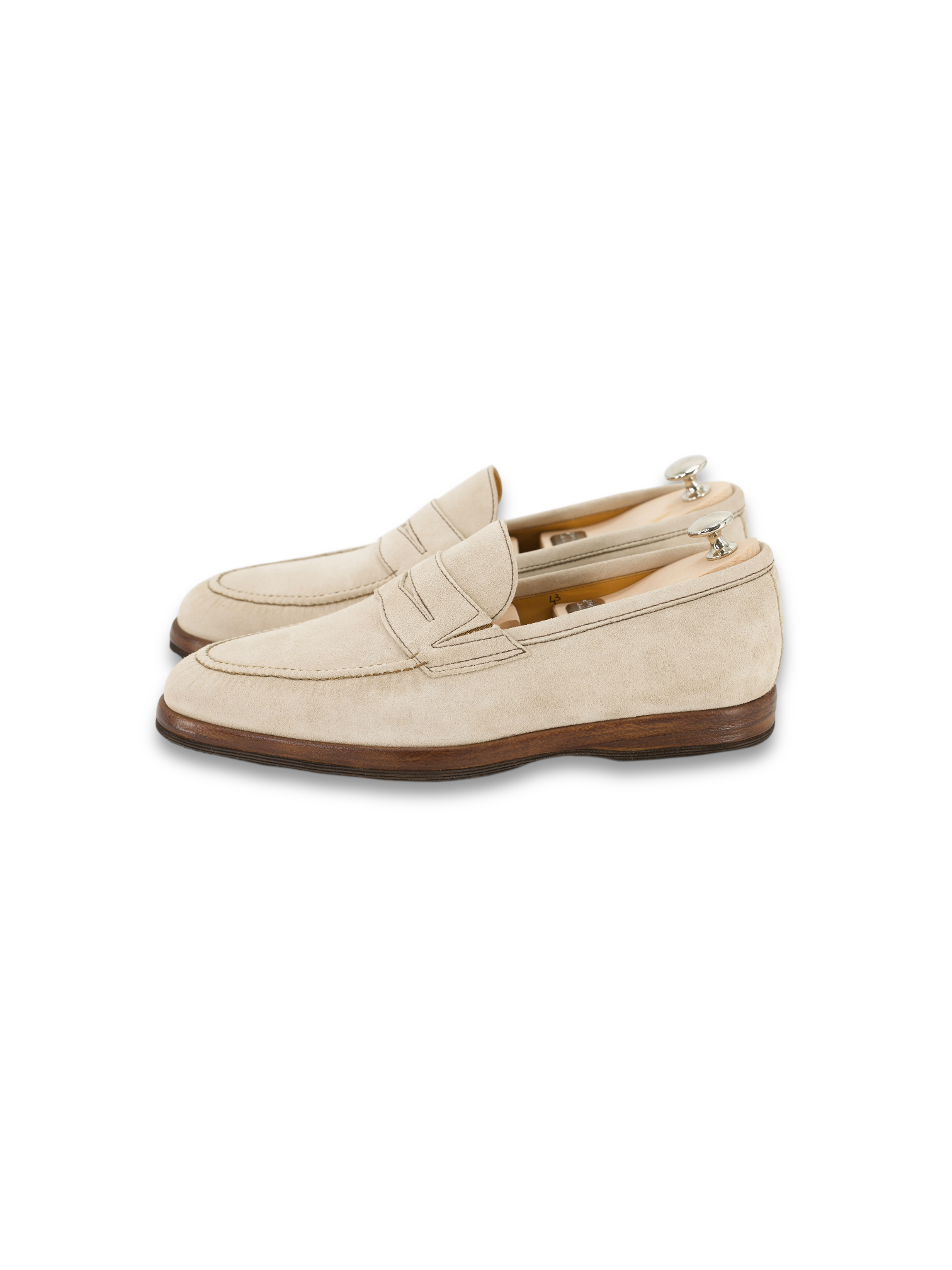 Bontoni Greige Principe Suede Lighweight Penny Loafer