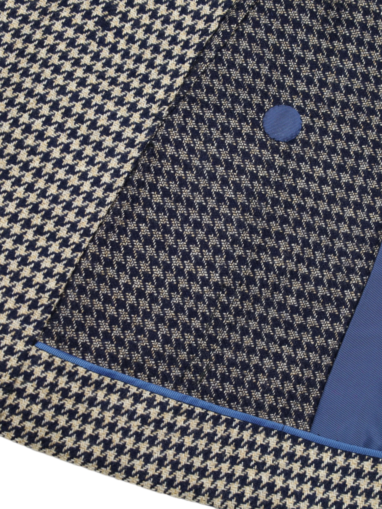 Cesare Attolini Beige & Blue Houndstooth Cashmere Jacket