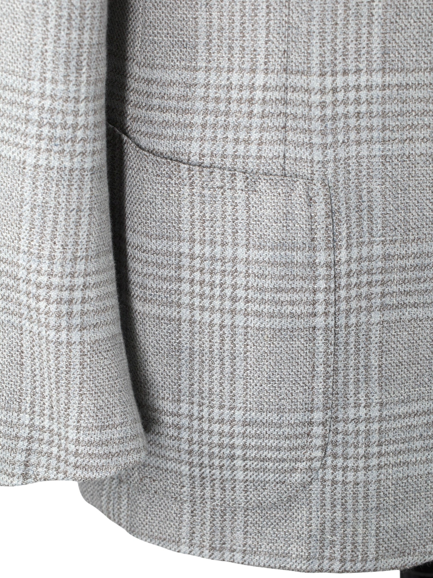 Cesare Attolini Taupe & Ice Blue Wool, Silk & Linen Glenplaid Jacket