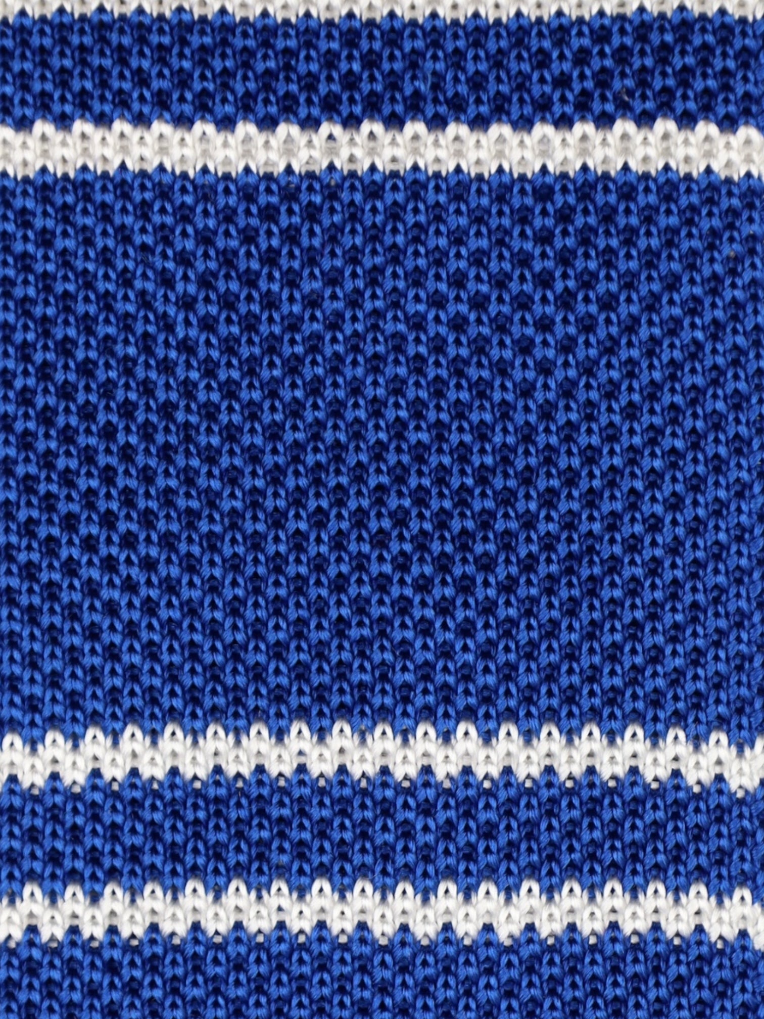 Kiton Azure Blue Horizontal Stripe Knitted Silk Tie