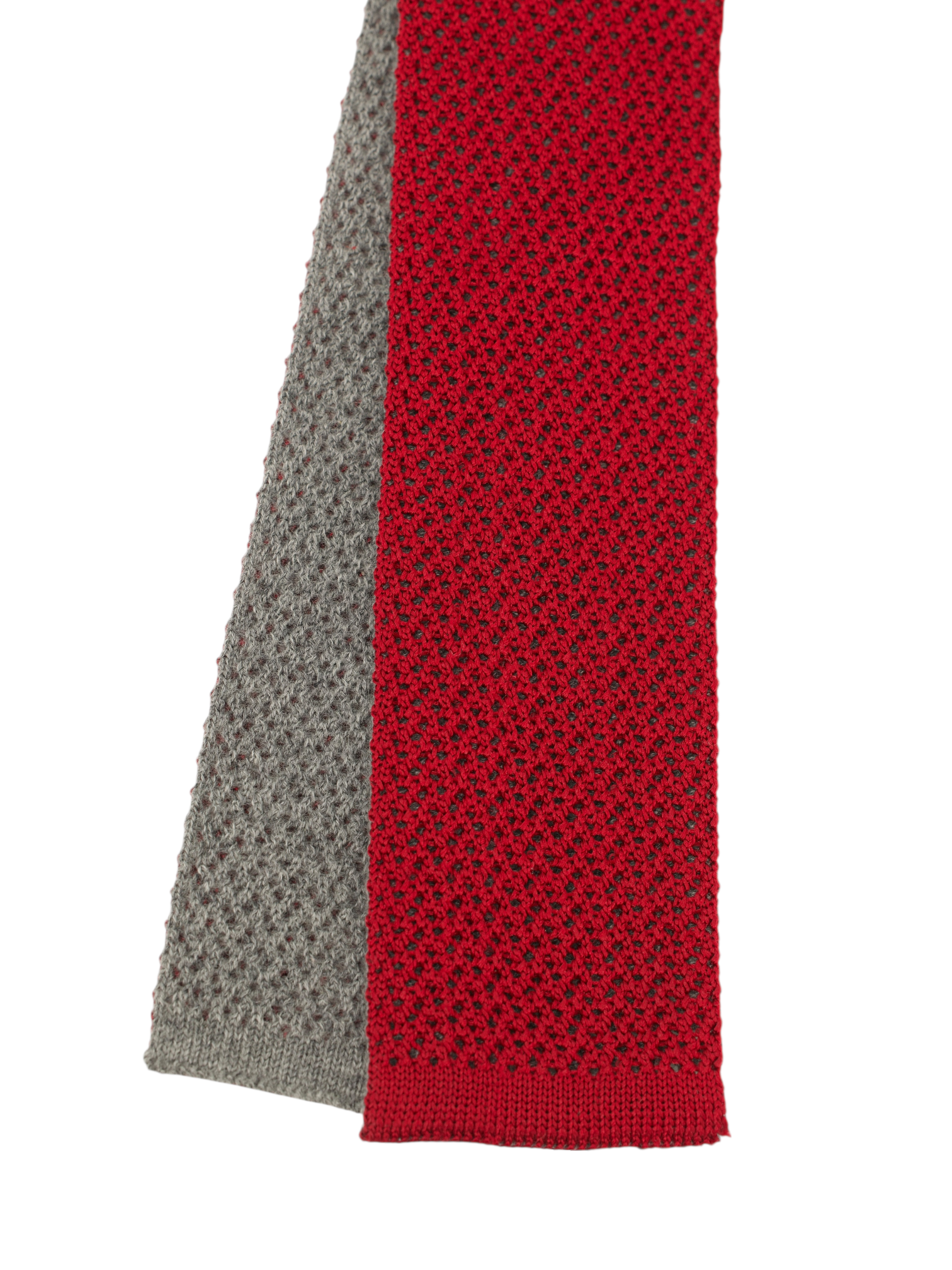 Brioni Cherry Red & Grey Silk & Cashmere Knitted Tie