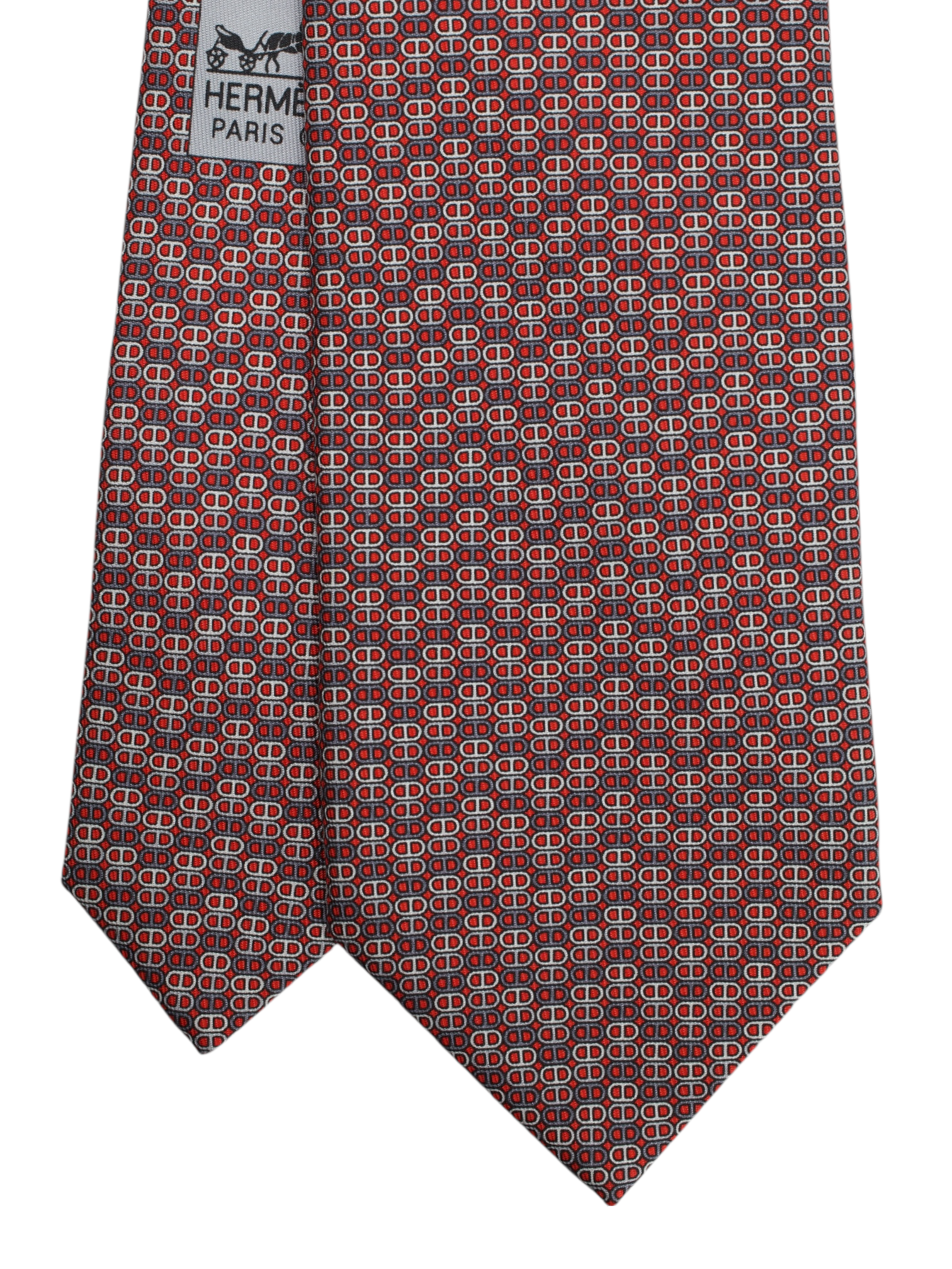 Hermès Blue & Red Silk Foulard Pattern Tie