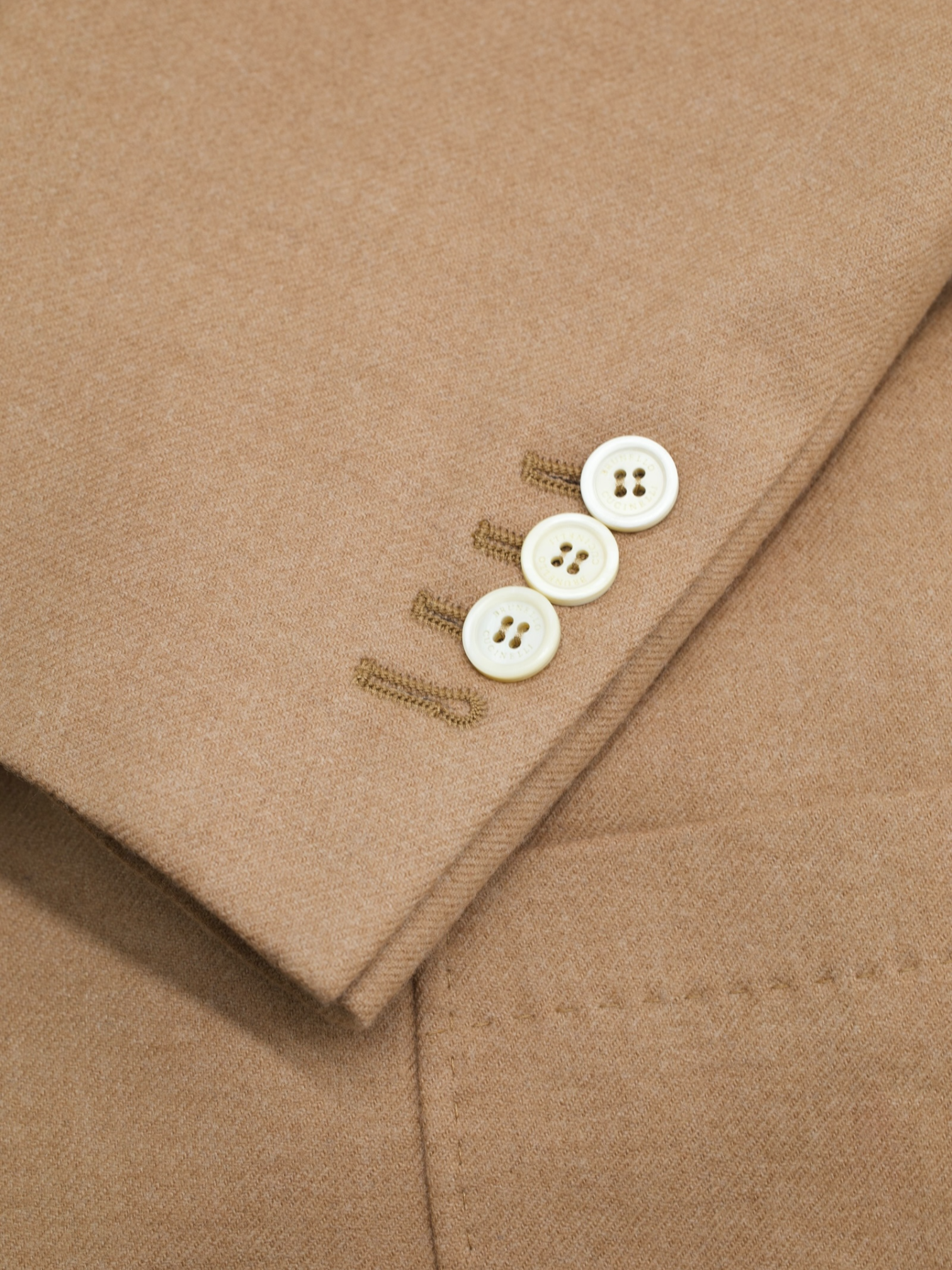 Brunello Cucinelli Camel Brown Wool & Cashmere Soft-Tailored Jacket