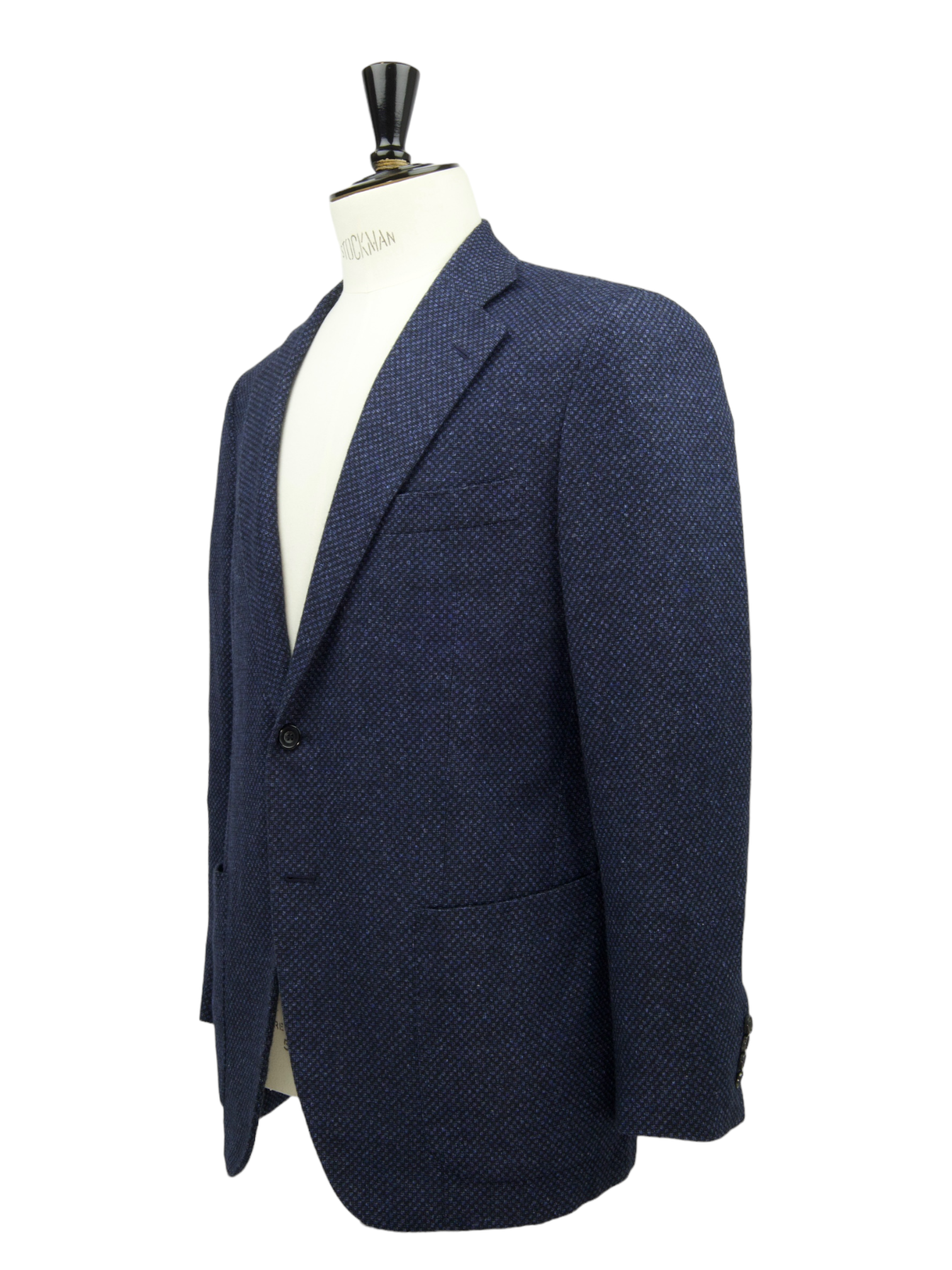 Kiton Blue Wool, Cotton, Cashmere & Silk Micro-Structure ‘Lasa’ Jacket