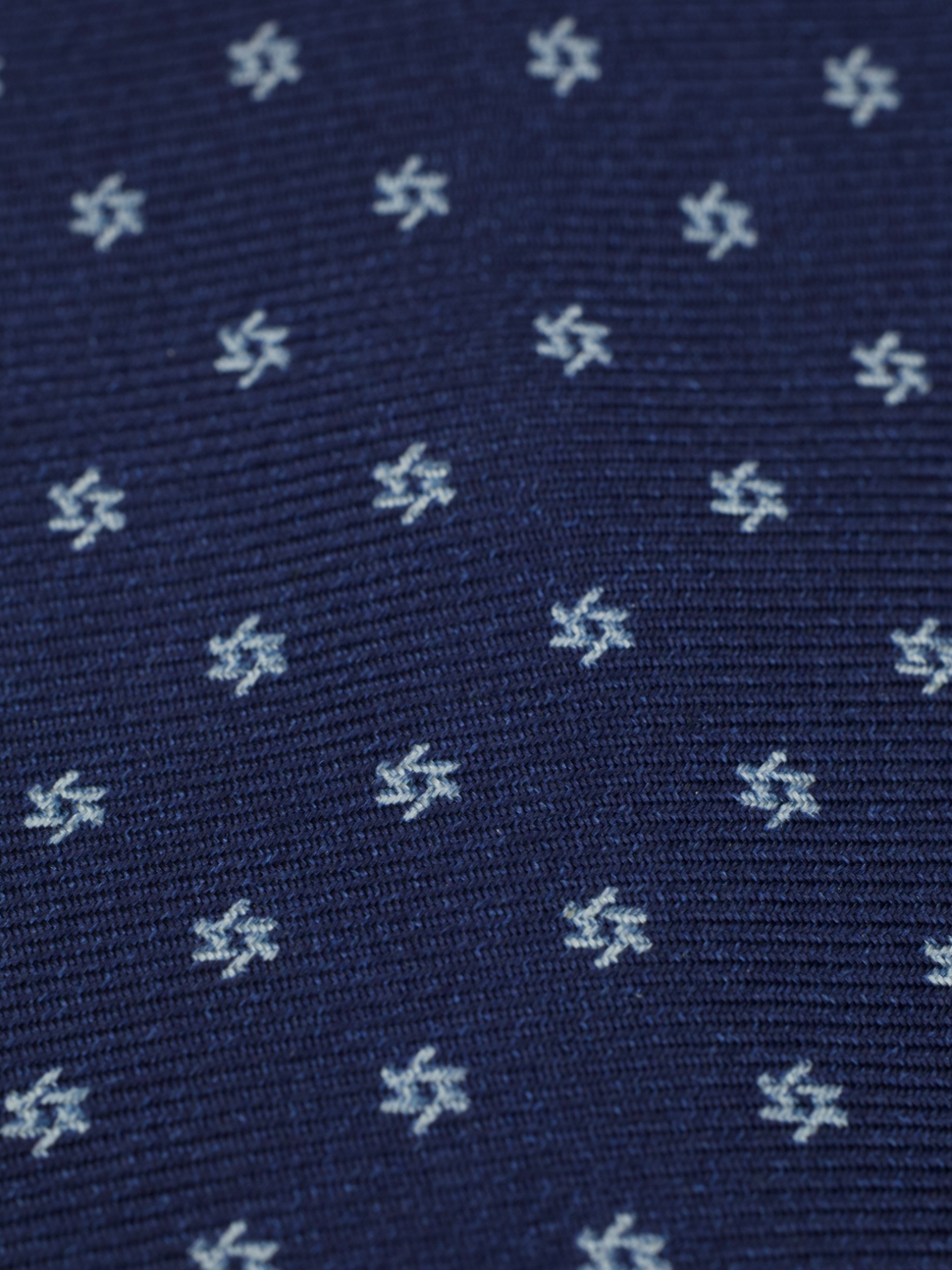 Kiton 5-Fold Indigo Blue Heavyweight Silk Geometric Pattern Tie