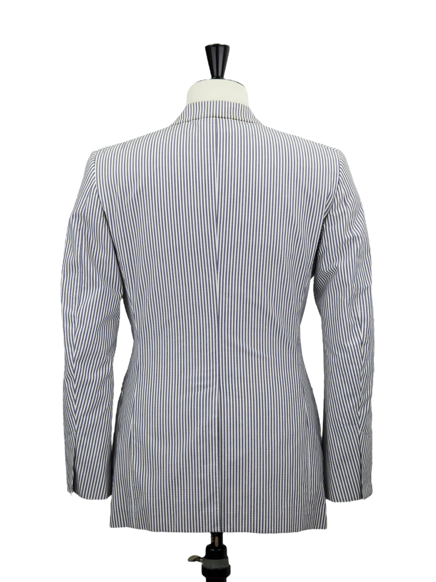 Tom Ford White & Blue Cotton Seersucker Pinstripe Spencer Jacket
