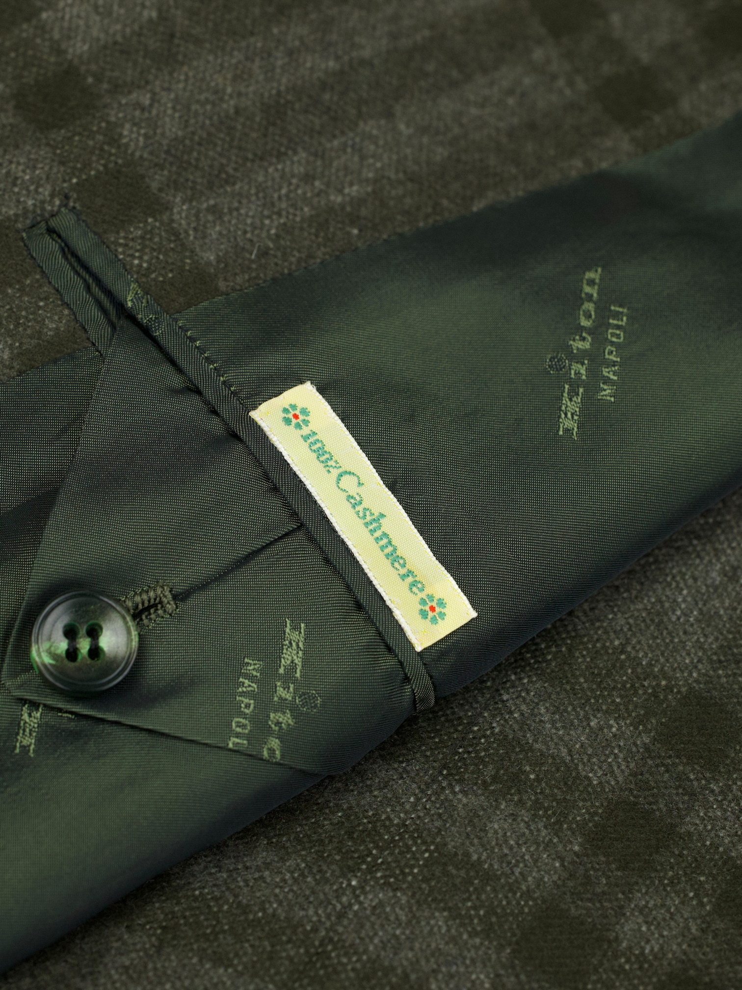 Kiton Olive Green Pure Cashmere Tartan-Check Jacket